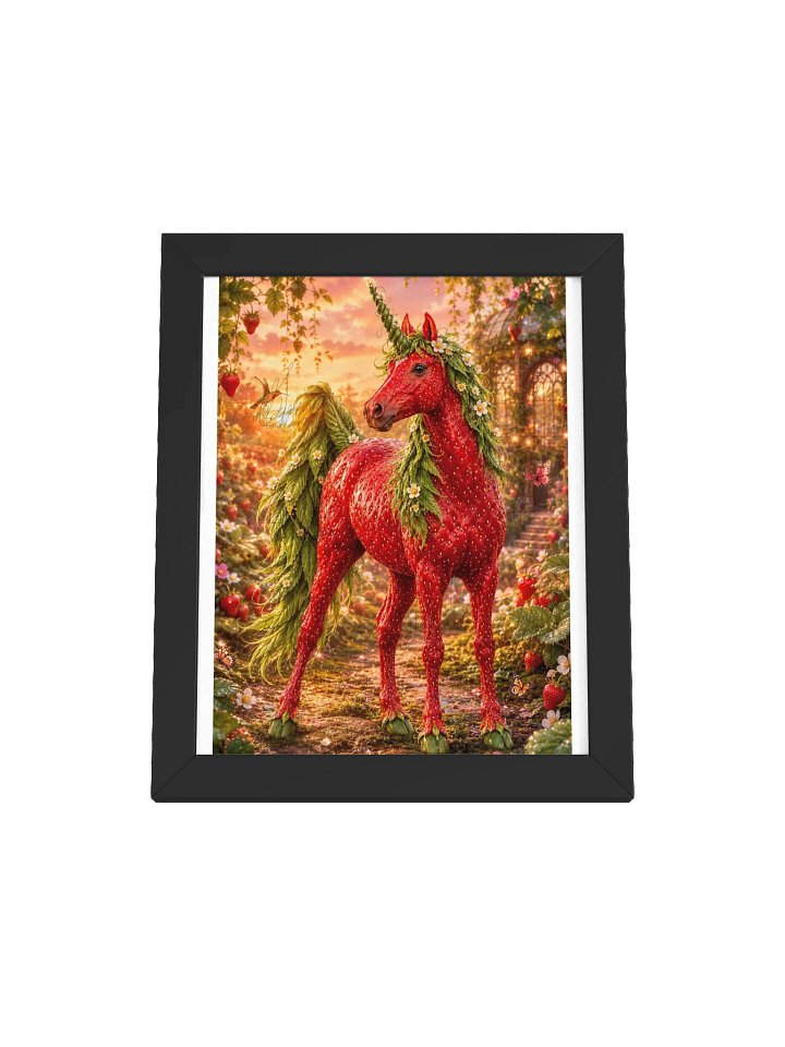 Strawberry Unicorn Black Framed Poster product image (33)