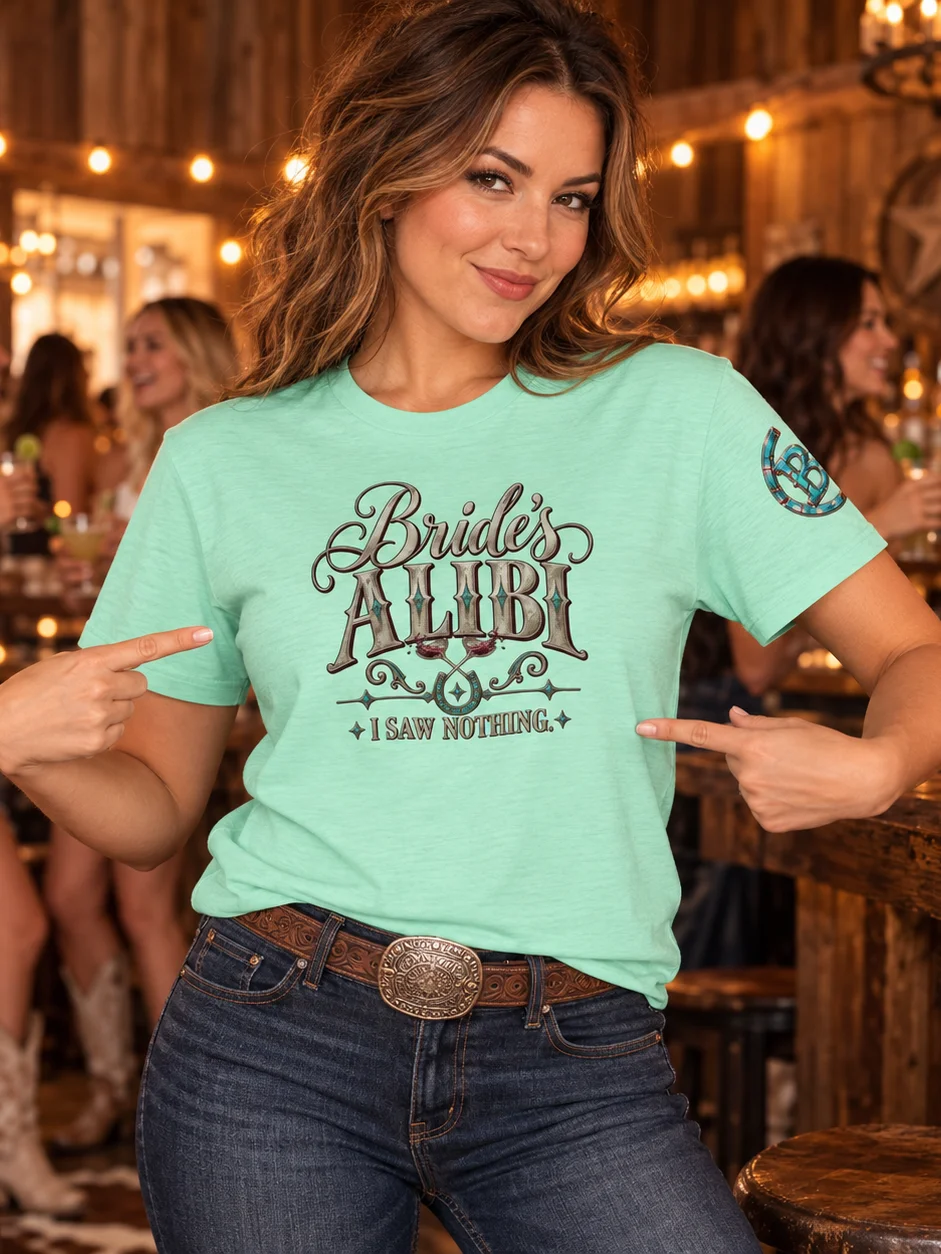 Funny Bachelorette Party Shirt — Bride’s Alibi™ I Saw Nothing Tee | Broken Marriage™ product image (1)