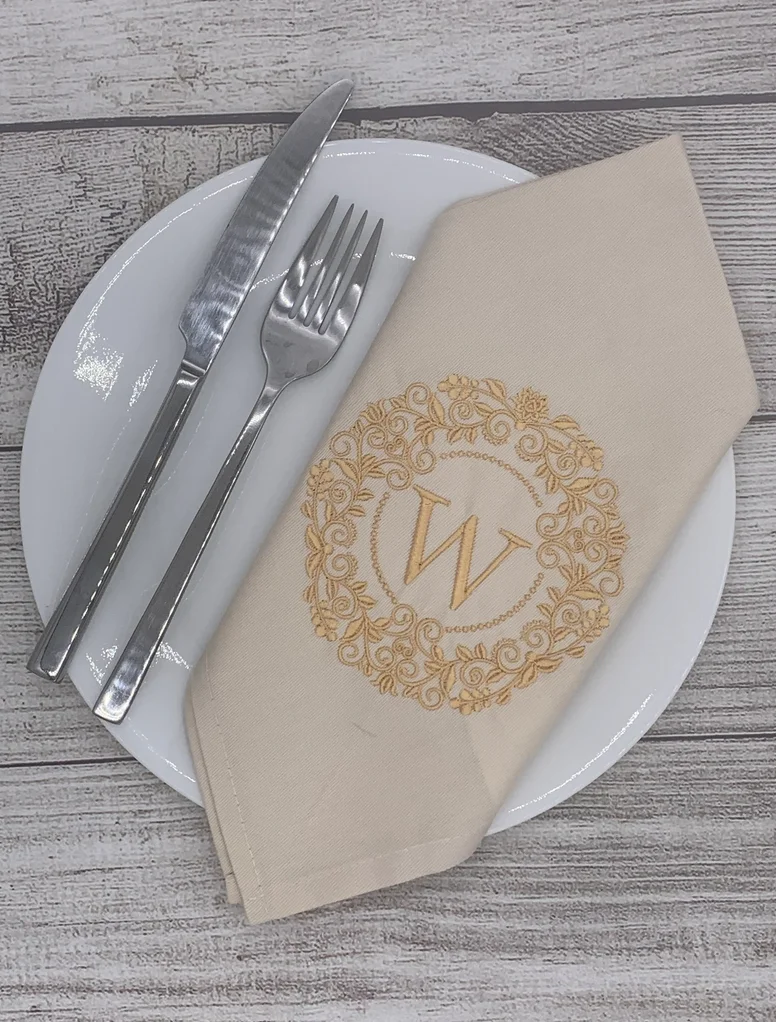 Wedding Embroidered Dinner Napkin: Personalized Monogram product image (1)
