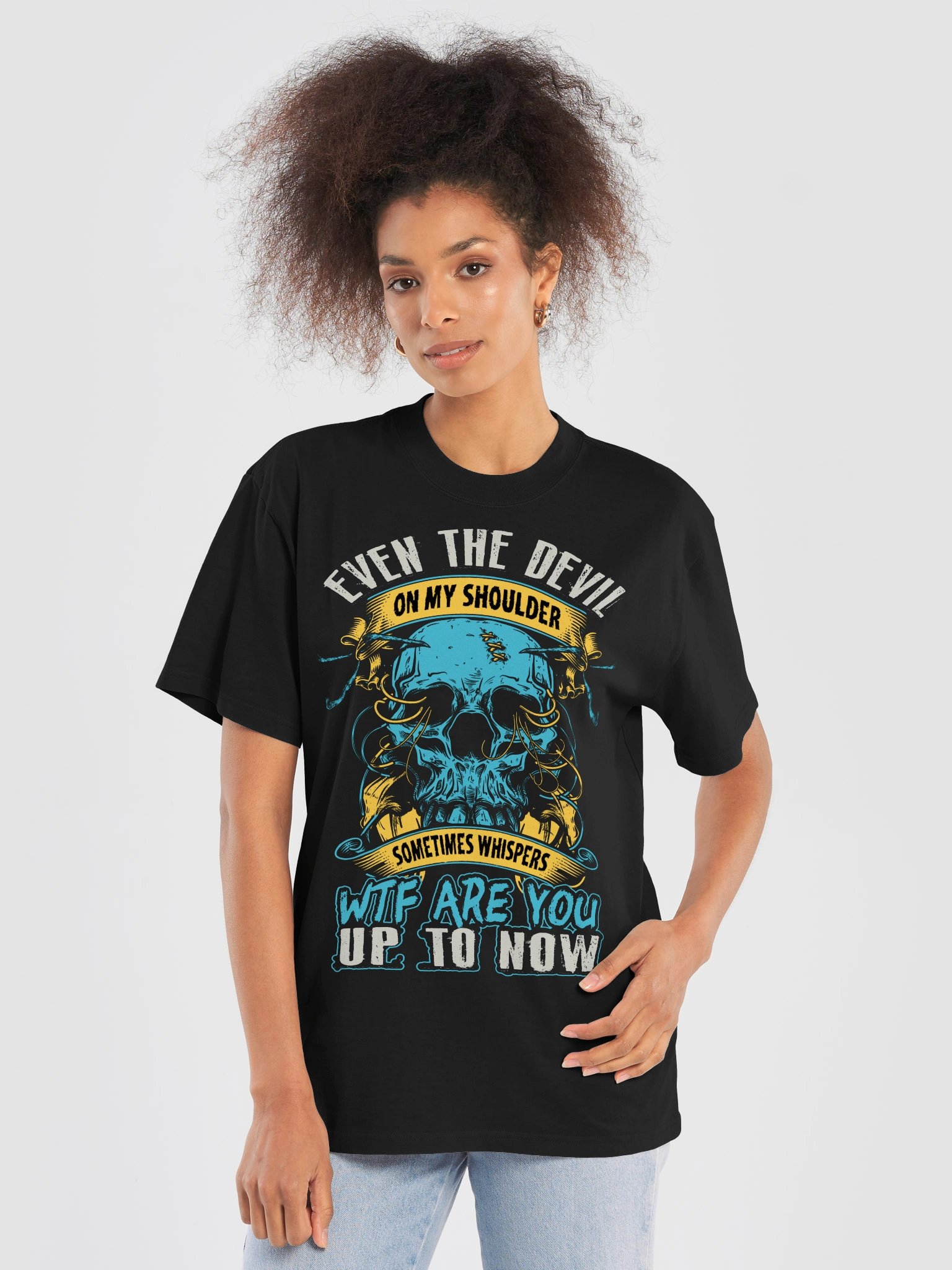 EVEN THE DEVIL ON MY SHOULDER — Skull Oversized Tee product image (1)