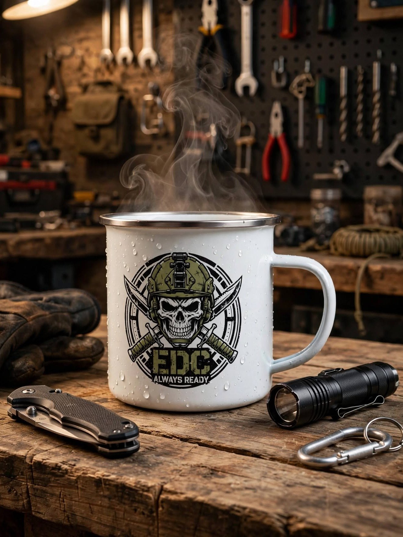 Tactical EDC Camp Mug – Stainless Steel Enamel Coffee Cup for Outdoor & Survival Enthusiasts product image (5)