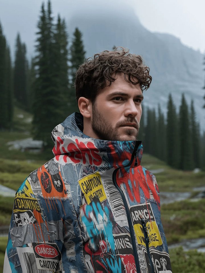 Urban Collage All-Over Print Windbreaker Jacket product image (2)
