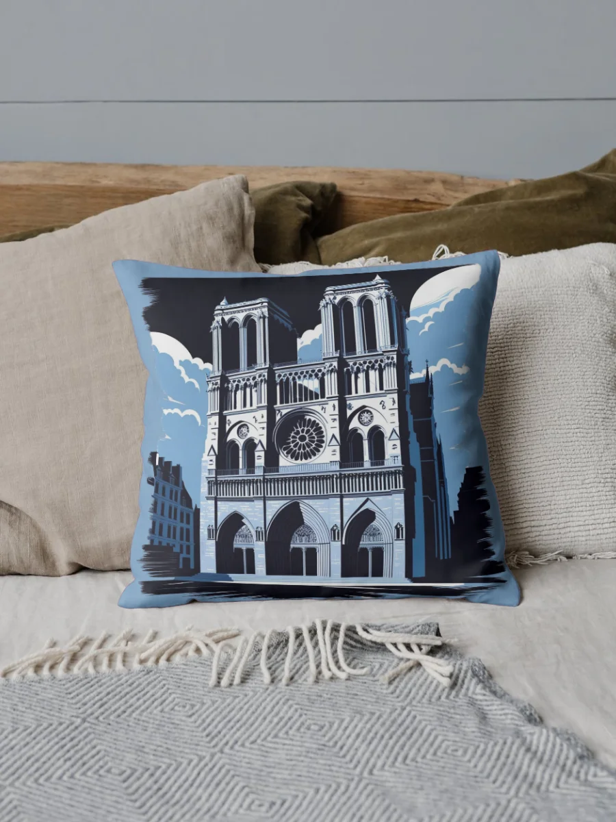 Notre Dam Illustration Pillow product image (1)