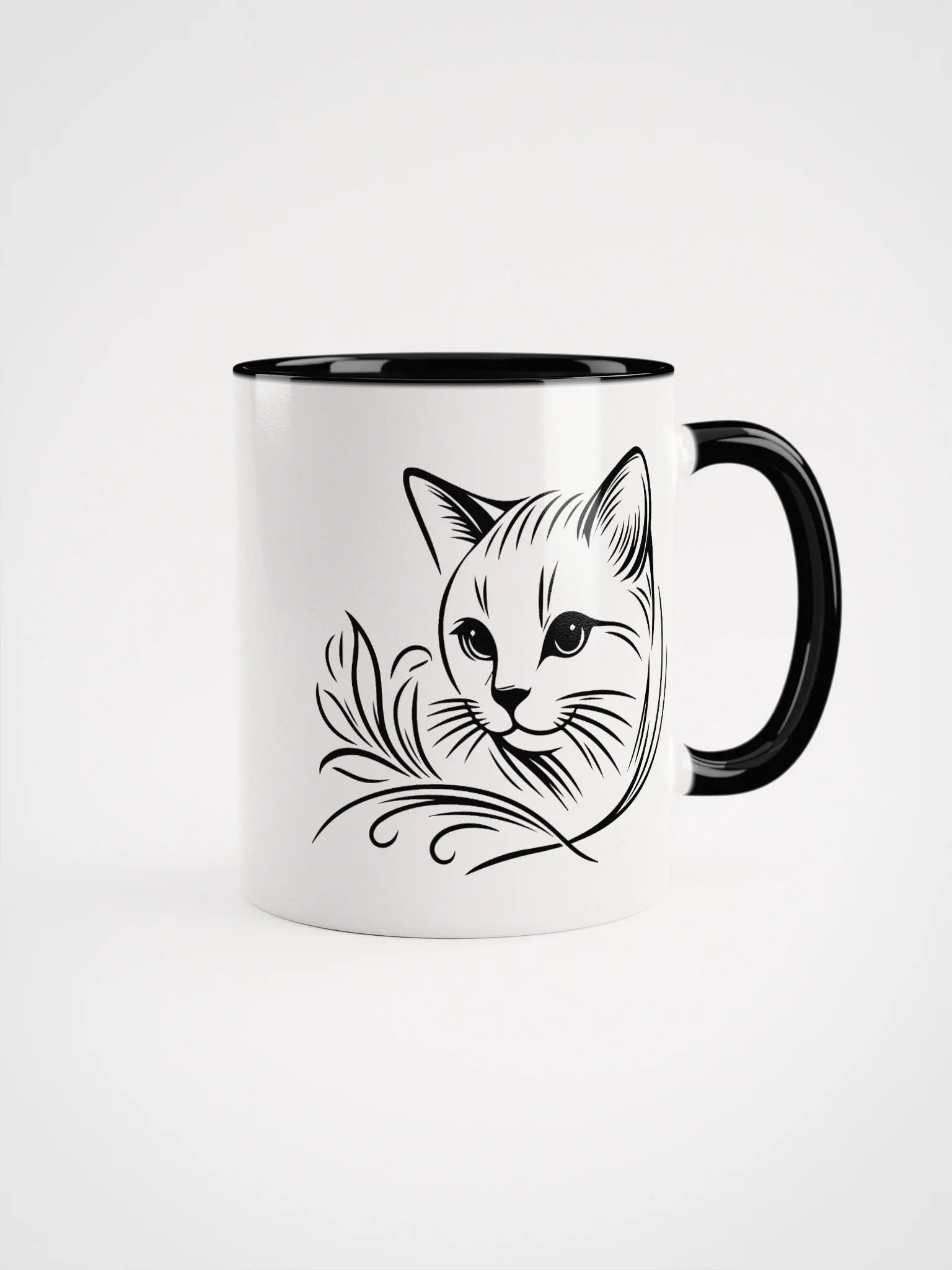 Cute Cat Line Art Mug with Color Inside product image (1)