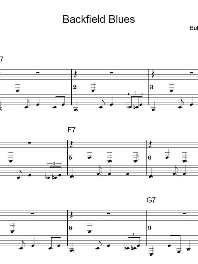 Backfield Blues - Blues piano - Piano sheet music product image (1)