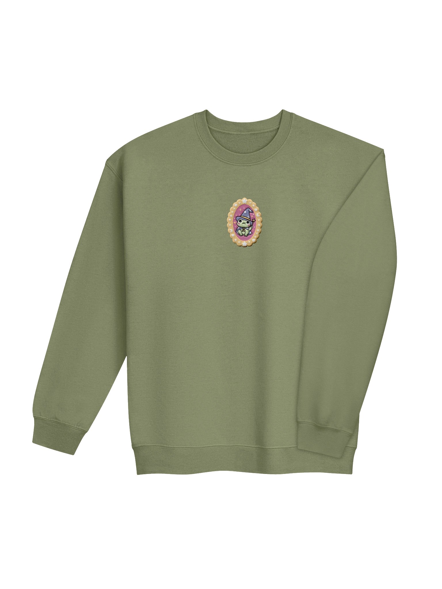 Embroidered Frog Wizard Sweatshirt (Pink Background) product image (4)