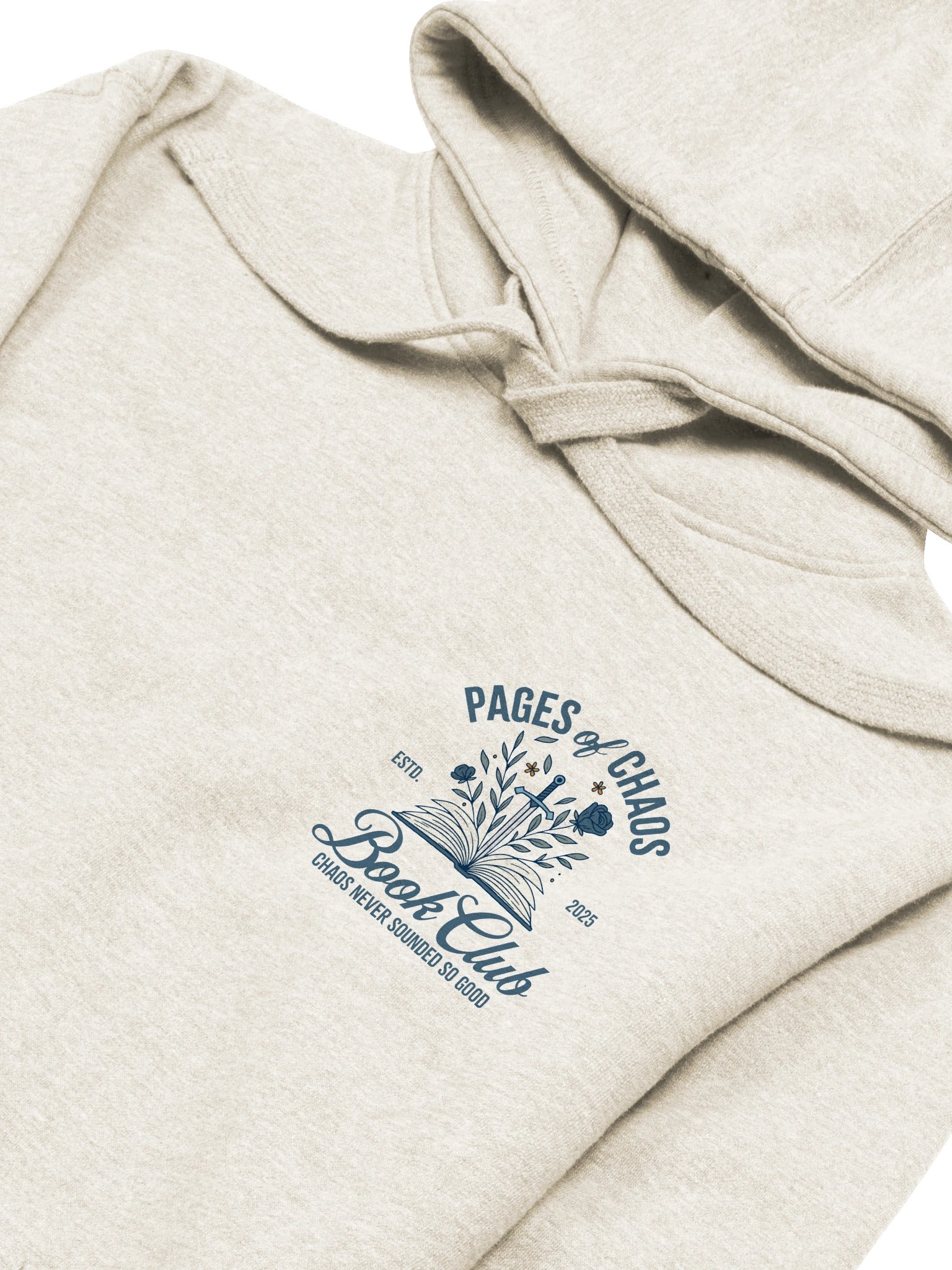 Pages of Chaos Book Club Hoodie (Front Logo, Light) product image (10)