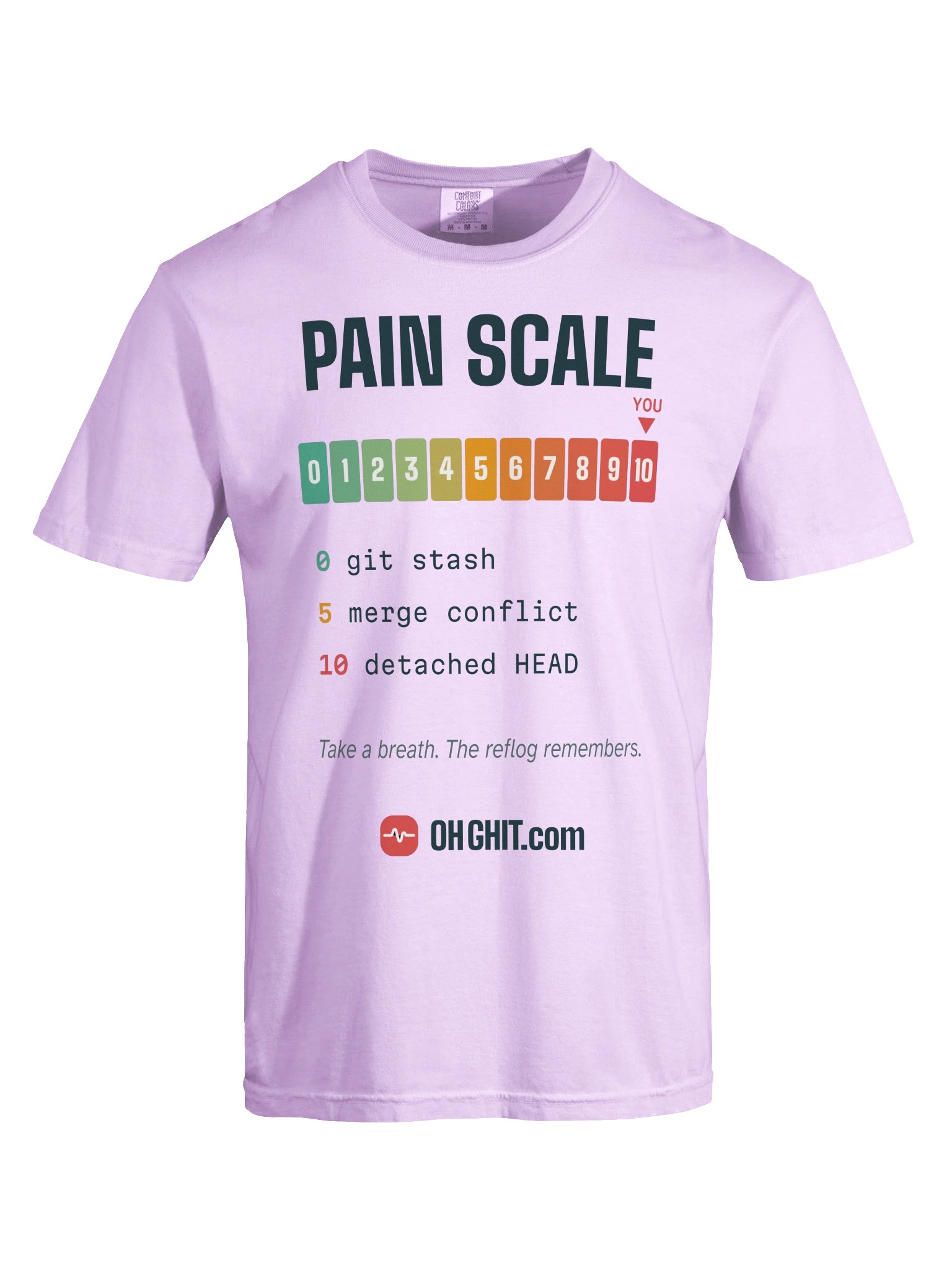 Git Pain Scale Tee – From git stash to Detached HEAD product image (5)