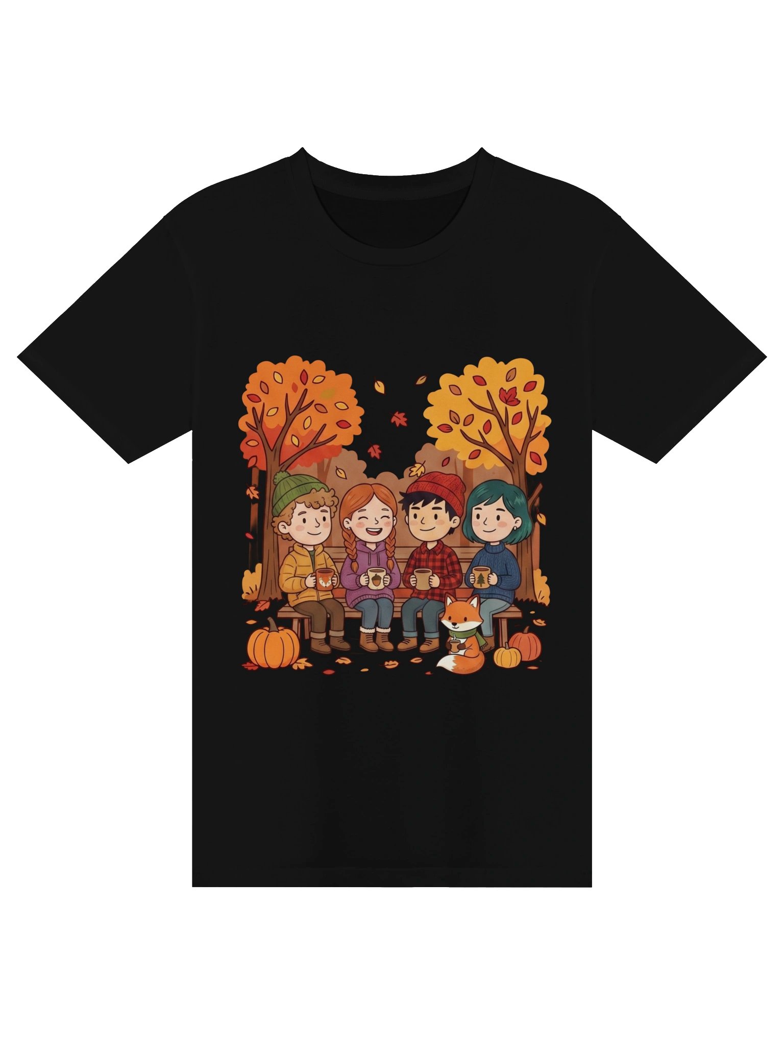Cozy Autumn Friends T-Shirt – Cute Fall Coffee Graphic Tee product image (3)