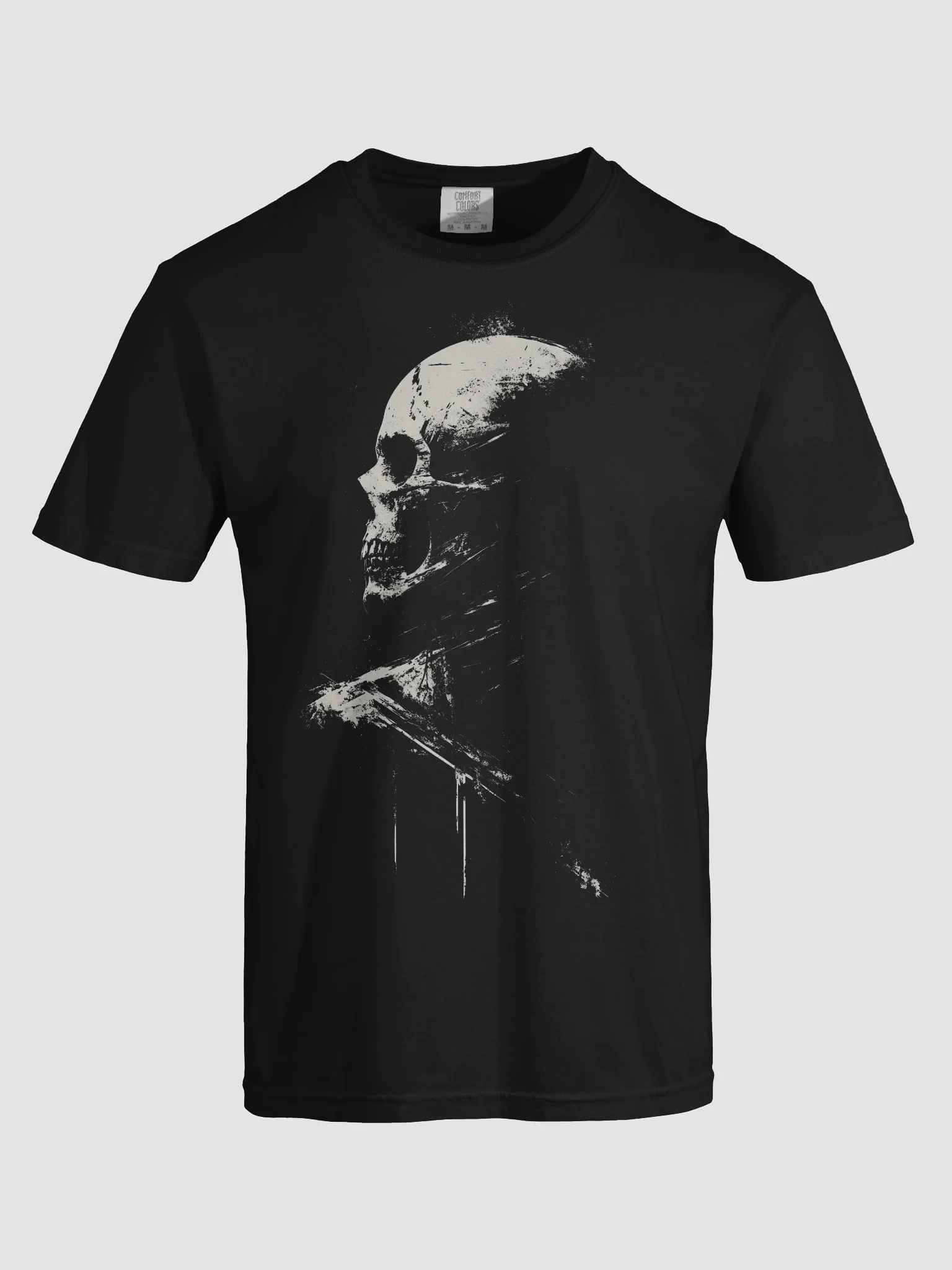 Skull Side Profile Black Graphic T-Shirt product image (7)