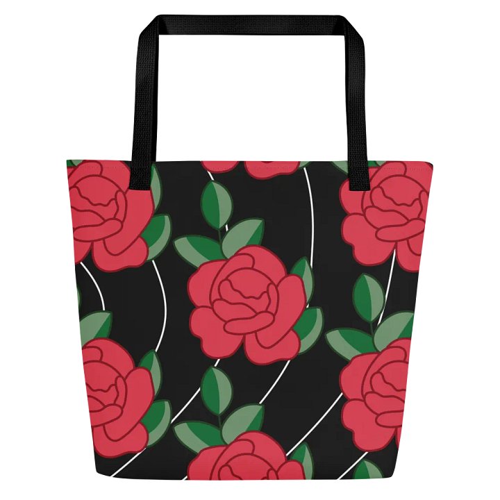 Red Roses on Black Tote Bag product image (2)