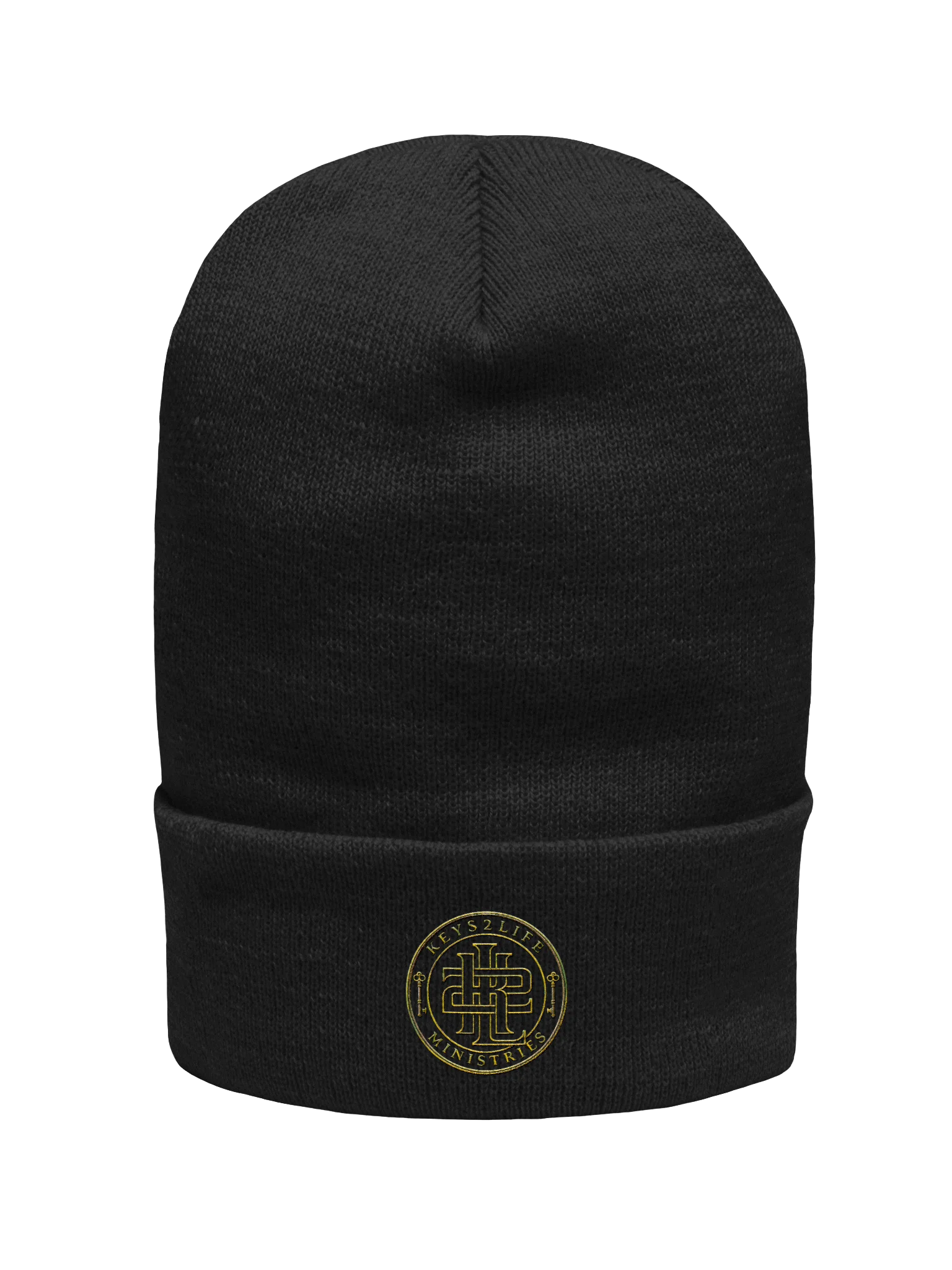 Keys2Life Ministries Gold Emblem Cuffed Beanie product image (2)