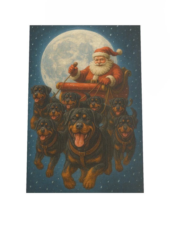 Santa's Rottweiler Sleigh Ride Poster product image (2)