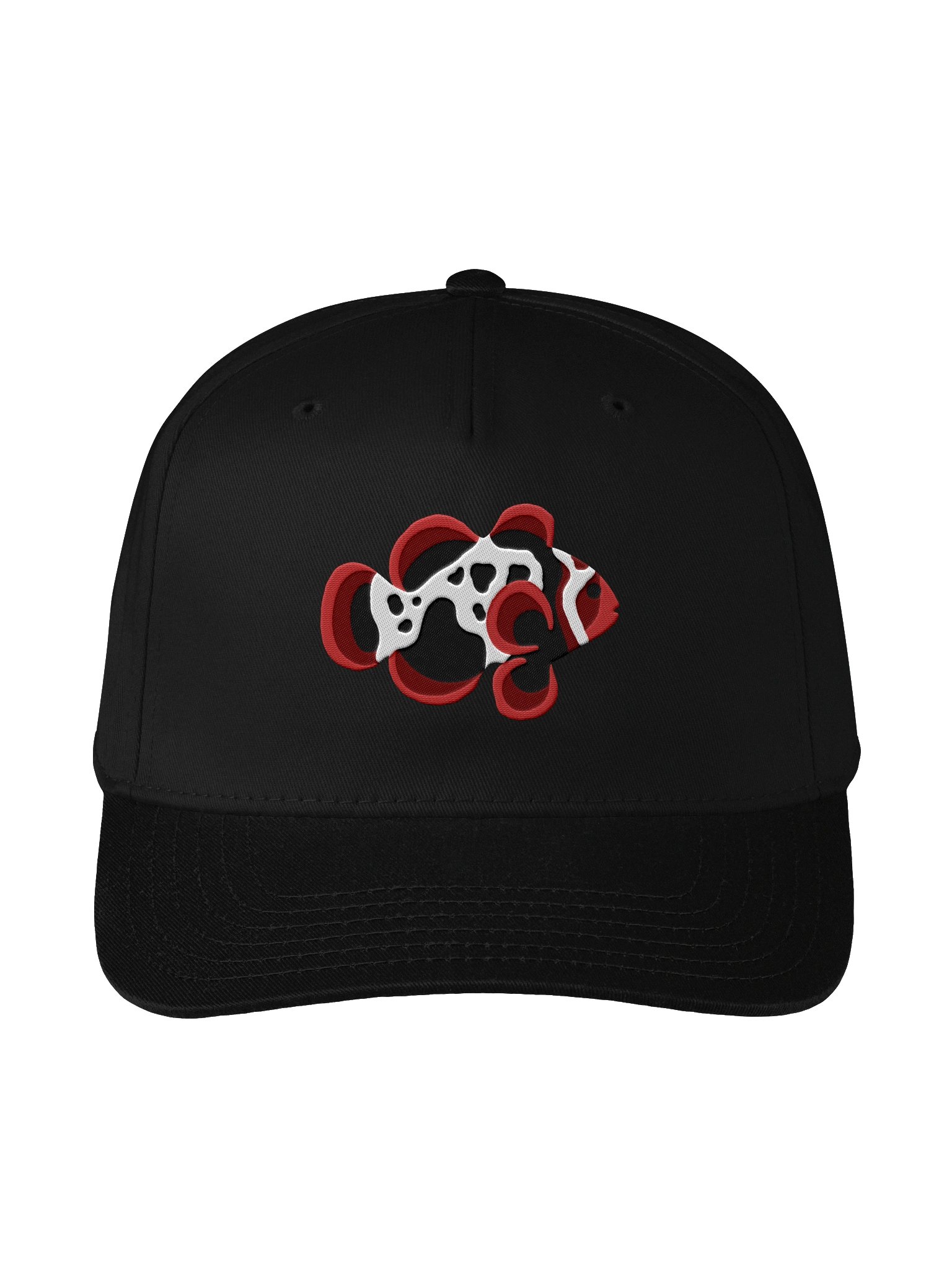 Black Lightning Maroon Clownfish Embroidered Mid-Profile Baseball Cap | Saltwater Reef Aquarium Fish Hat product image (1)