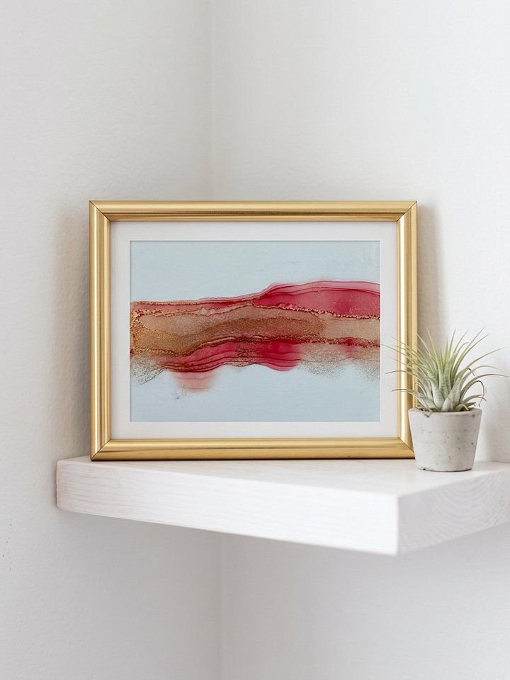 Crimson Flow III | Original ACEO Art Card (2.5" x 3.5") | Miniature Abstract Alcohol Ink Painting | product image (2)