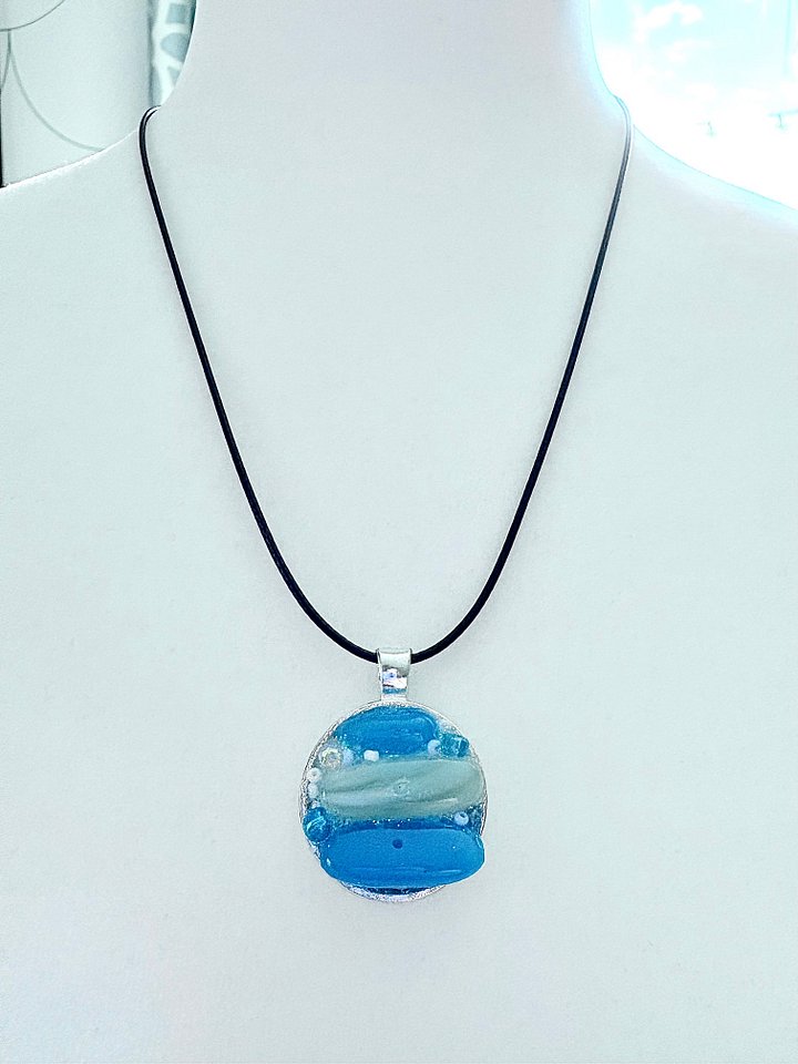 MFD-00215 | Coastal Calm Horizon Pendant Necklace | Handmade Glass Art Jewelry | Monique Faella Designs™ product image (2)