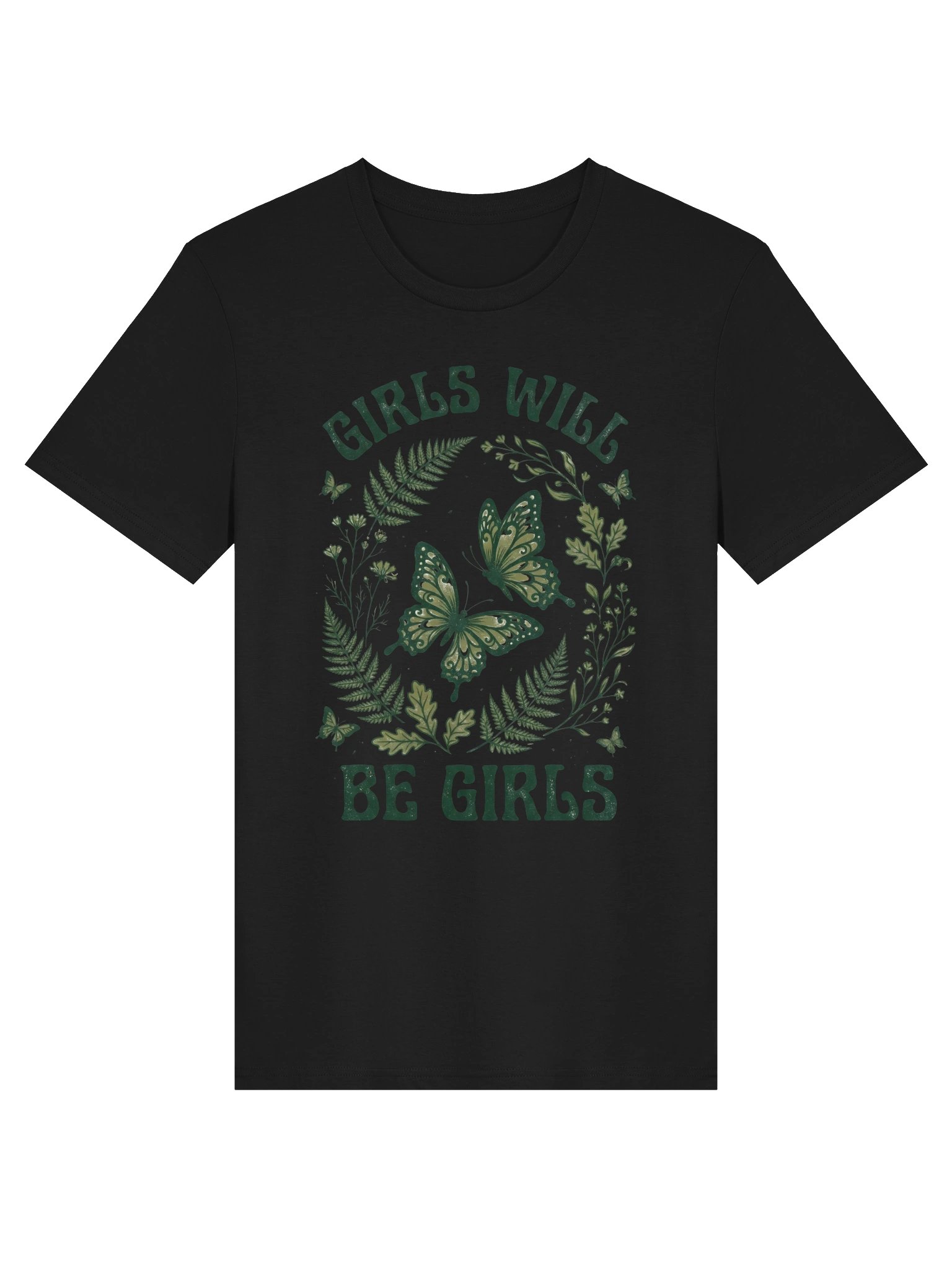 Girls Will Be Girls T-Shirt | Botanical Butterfly Graphic Tee | Feminine Vintage Shirt | Nature Lover Gift product image (3)