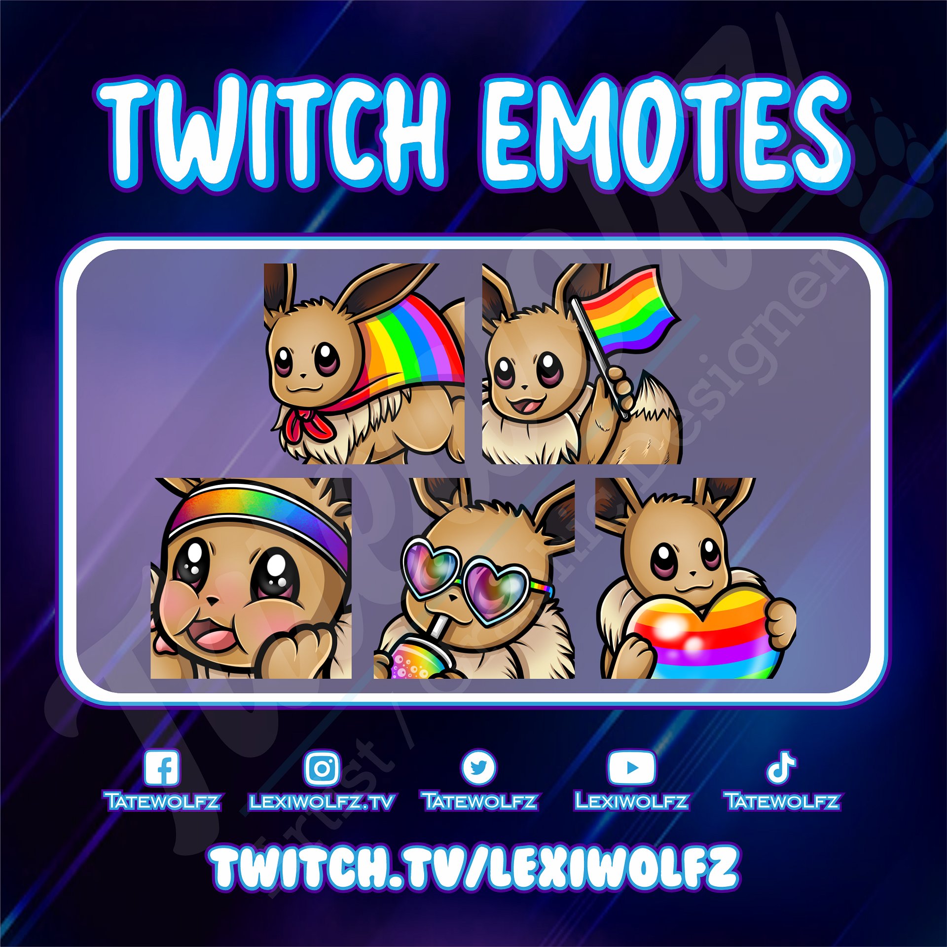 Twitch Emotes: Pokemon Eevee PRIDE product image (1)