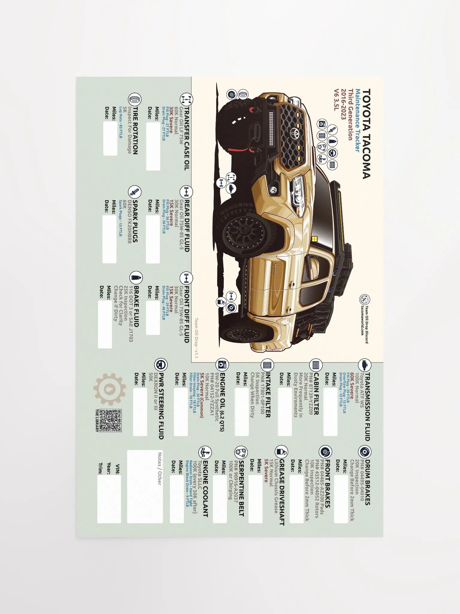 3rd Gen Maintenance Tracker v1.1 - Sand product image (5)