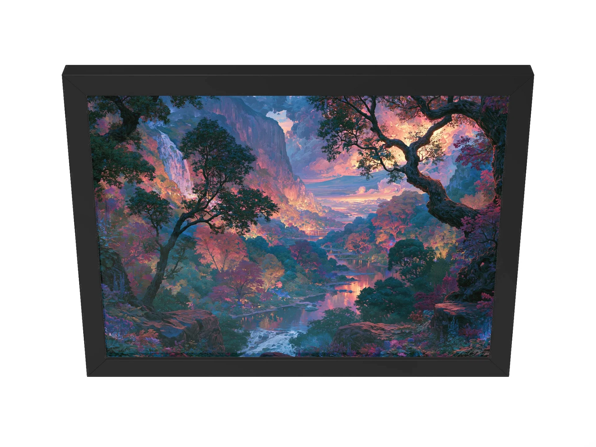 Twilight Forest Framed Art Print — Twilight Valley of Trees product image (2)
