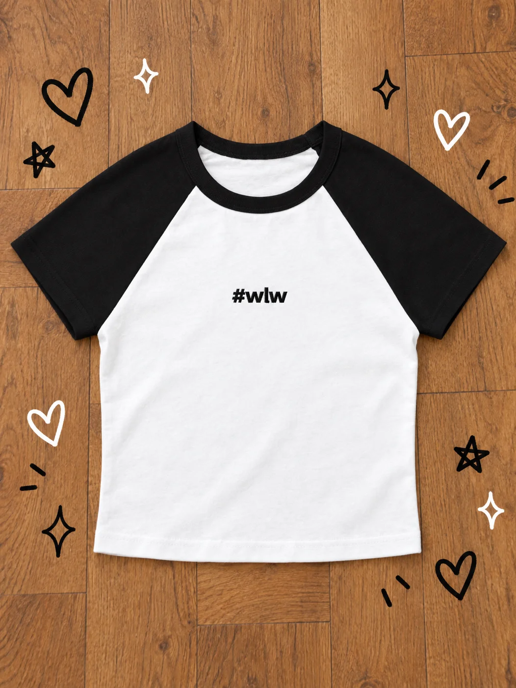 #wlw Ringer Tee | Queer Embroidered Baby Tee product image (1)