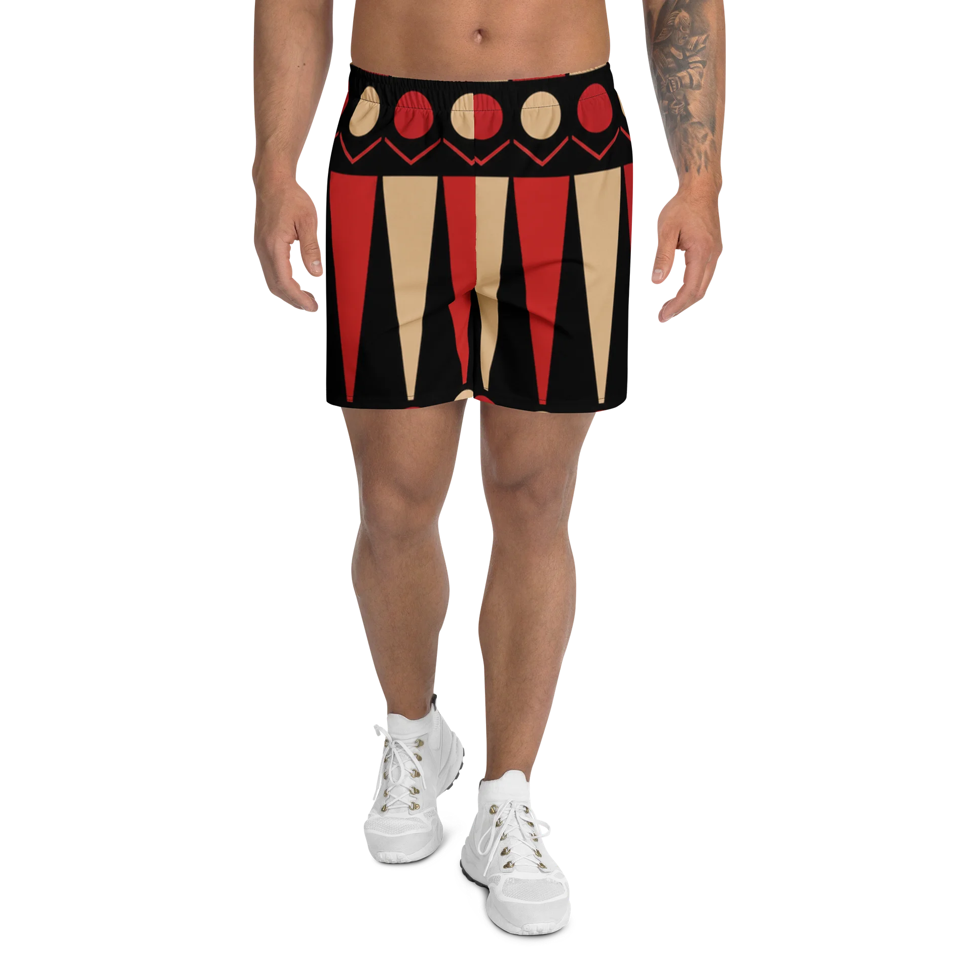 Retro Black Red Pattern Athletic Shorts product image (1)