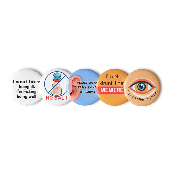 Meniere's set of pin badge buttons product image (3)
