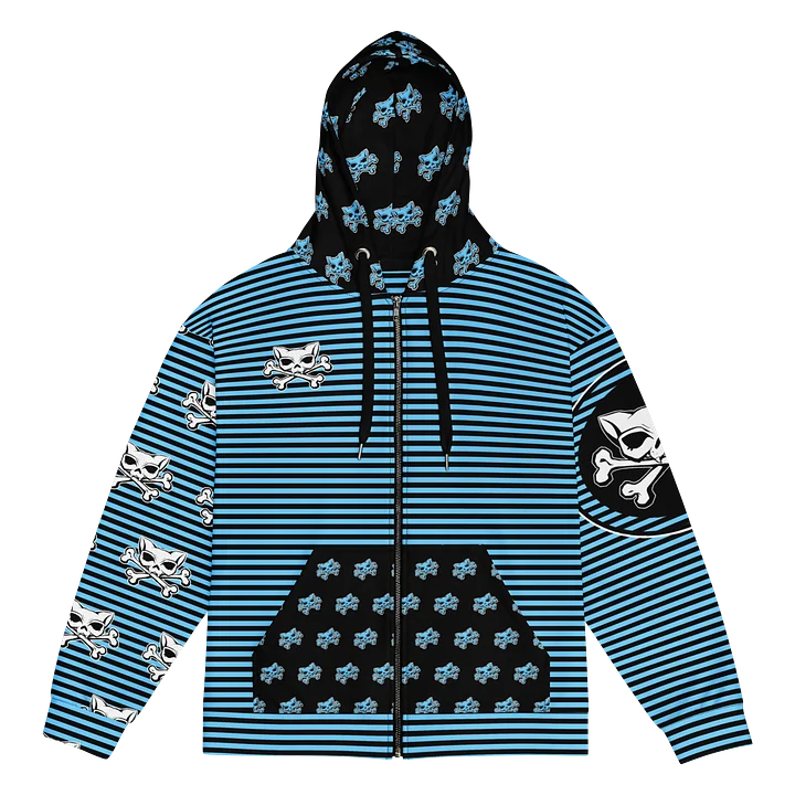 Blaque and Blue Hoodie Kat Skull Remix Stripped Hoodie product image (1)