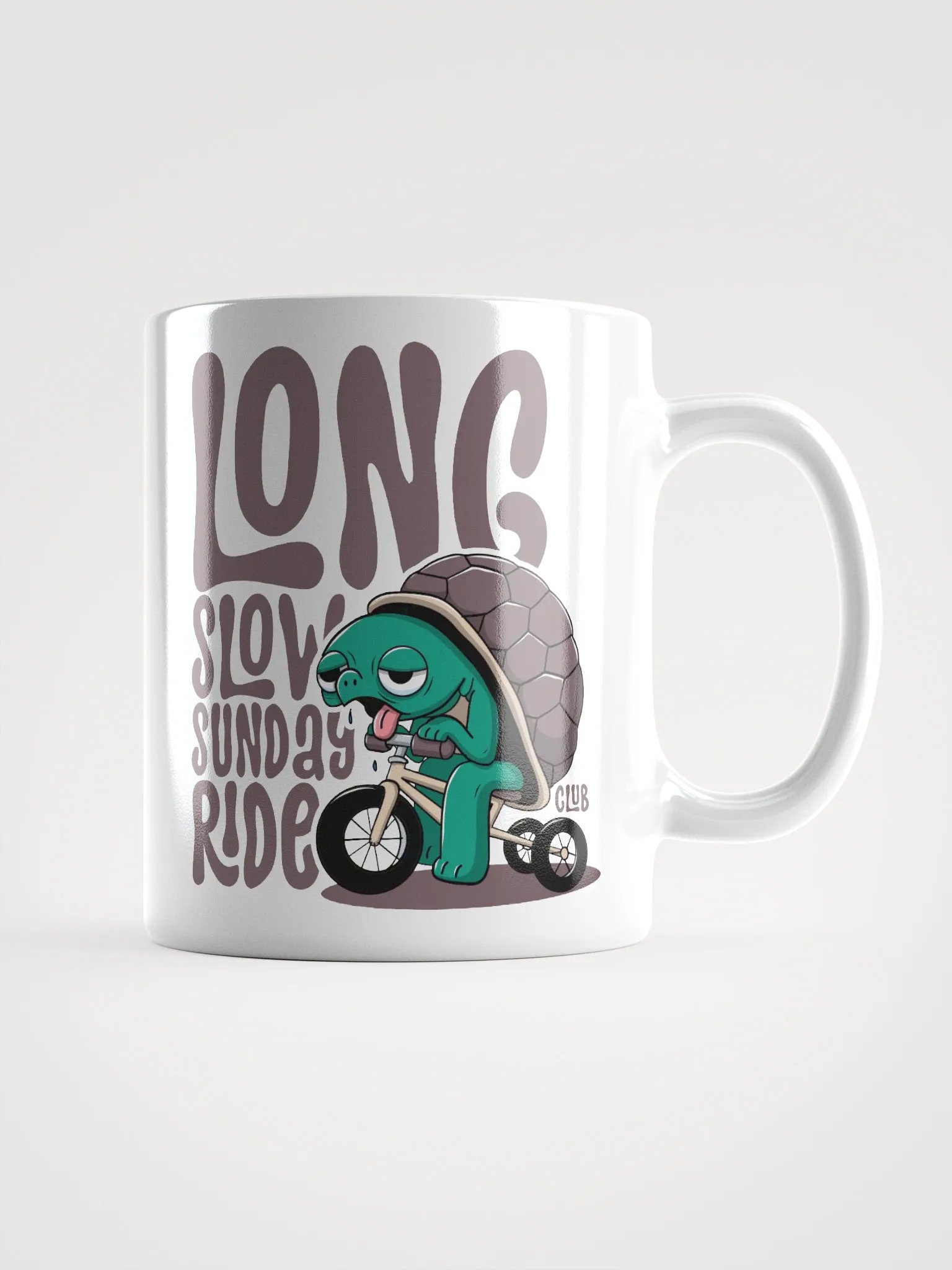 Funny Cycling Mug – Long Slow Sunday Ride Club | Tired Turtle on Trike product image (1)