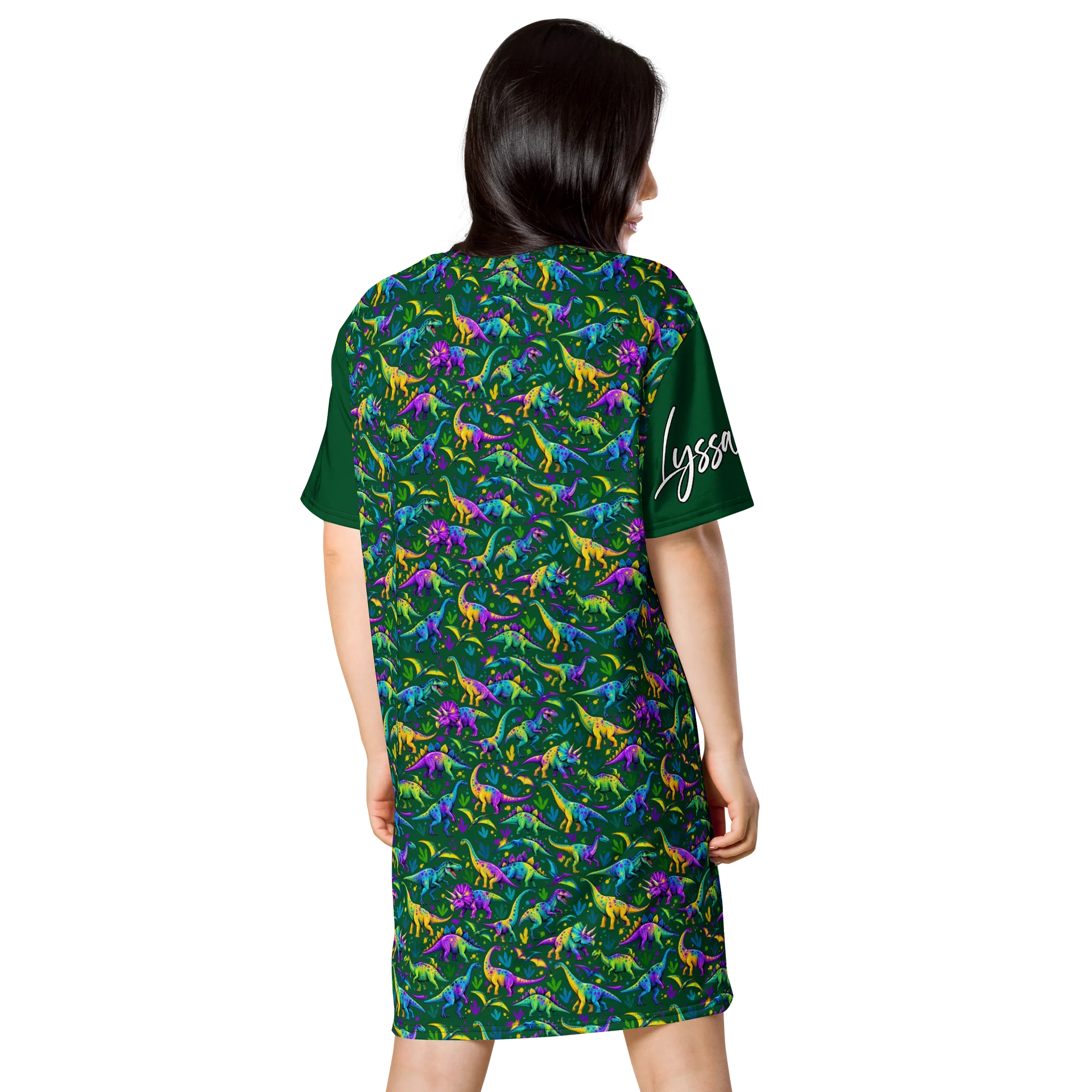 Colorful Dino Mosaic T-Shirt Dress product image (2)