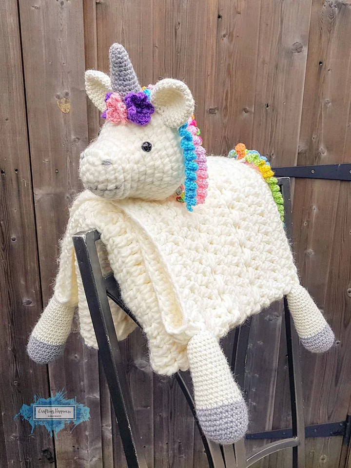 Rainbow Unicorn Baby Blanket Crochet Pattern: 3-in-1 Folding Toy (PDF Pattern) product image (1)