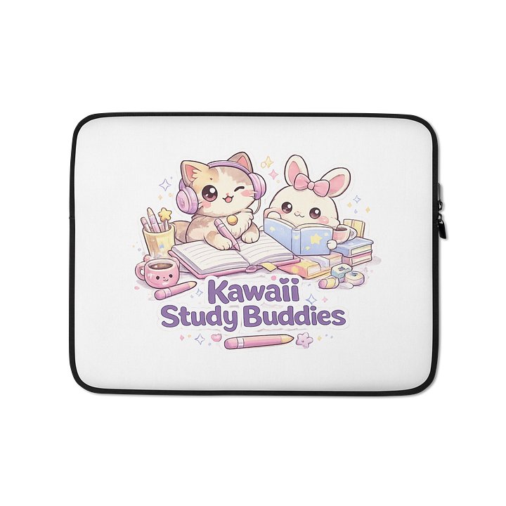 Kawaii Study Buddies Laptop Sleeve 🐾📚💖 product image (1)