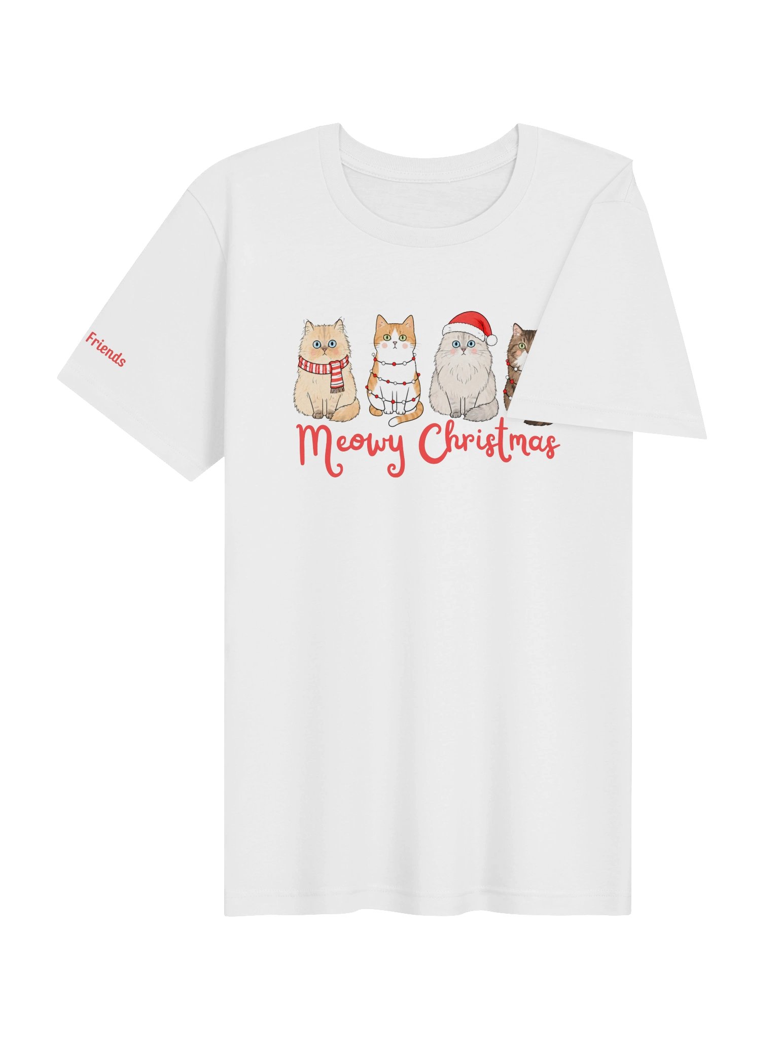 Kristin's Friends "Meowy Christmas" White T-Shirt product image (4)
