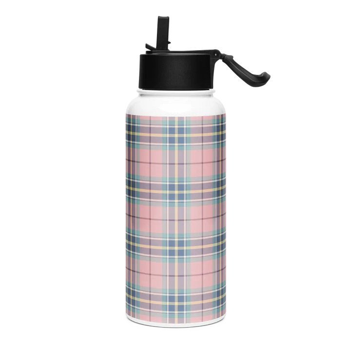 Pastel Pink Plaid Water Bottle product image (2)