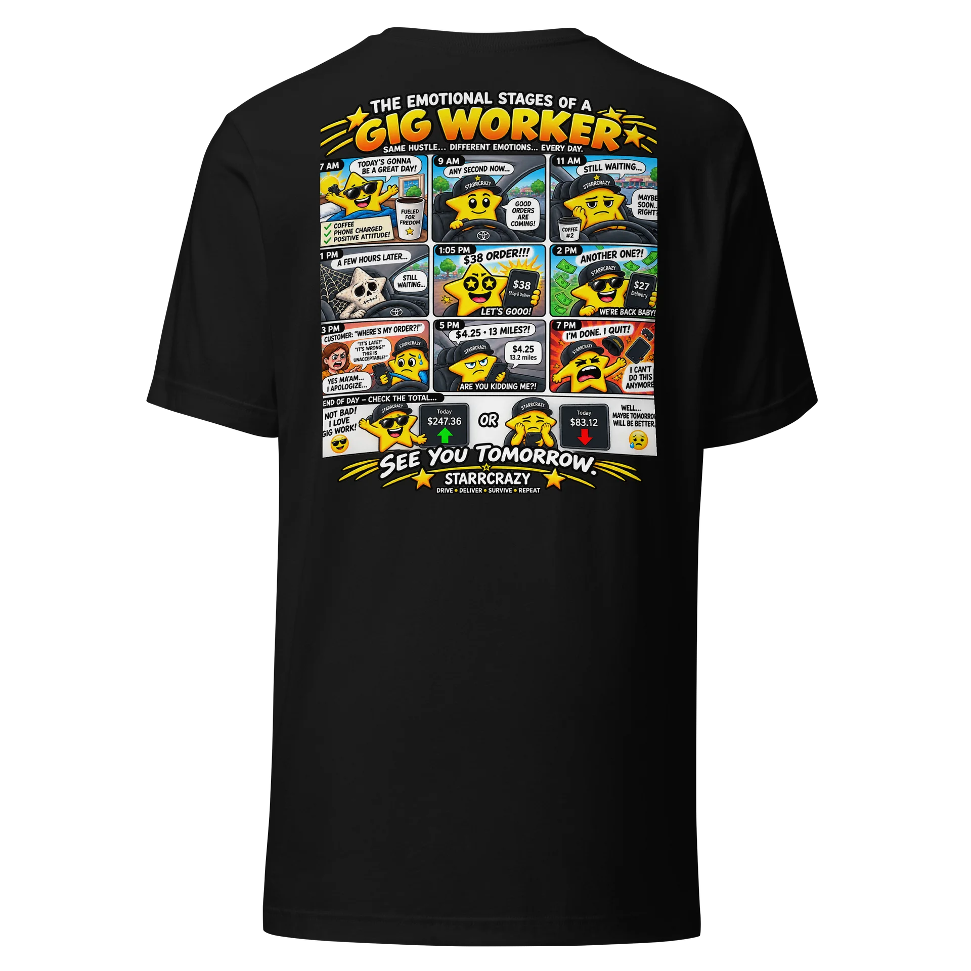 StarrCrazy Giglife – Emotional Stages of a Gig Worker Tee product image (5)