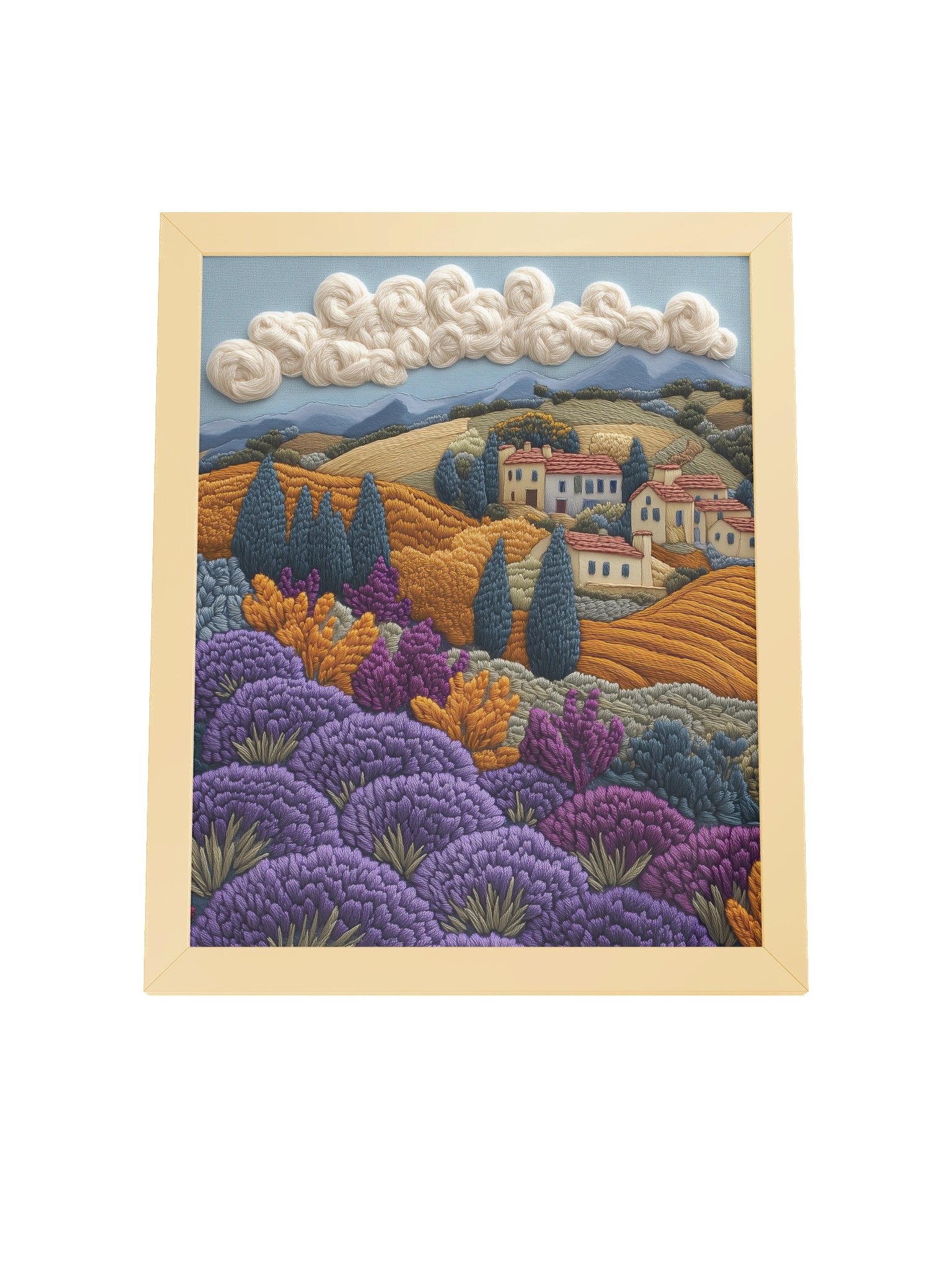 A Summer Day in Provence | Embroidery-Style Wall Art — Framed Print product image (12)