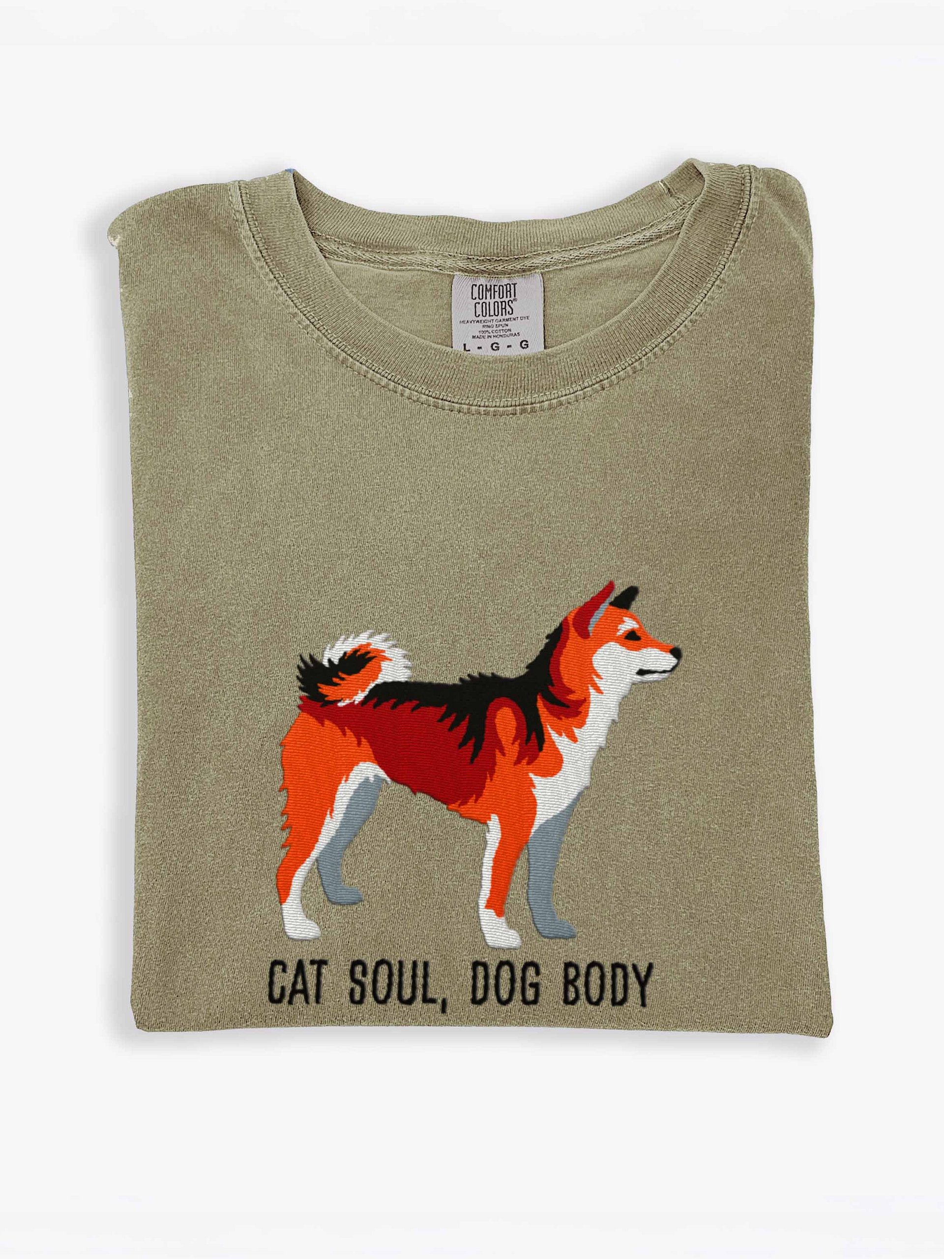 Cat Soul, Dog Body T-Shirt(Embroidered) of a Shiba Inu(Sesame) product image (1)