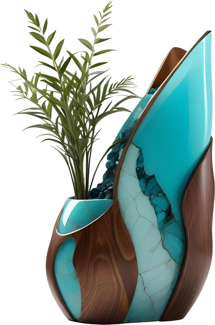 Turquoise Art Deco Style Vase, PNG product image (1)