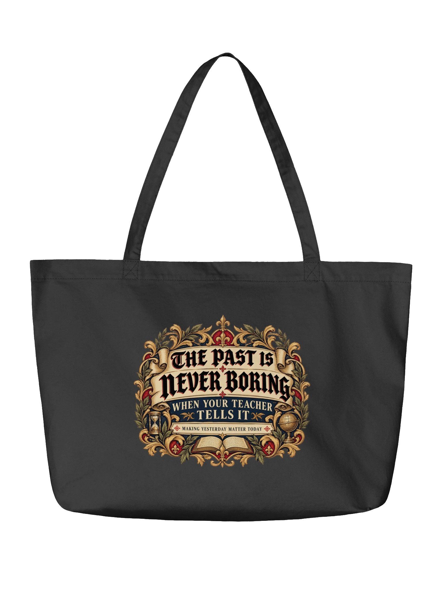 History Teacher Emblem Two-Sided Tote Bag, Black Organic Cotton Twill product image (4)