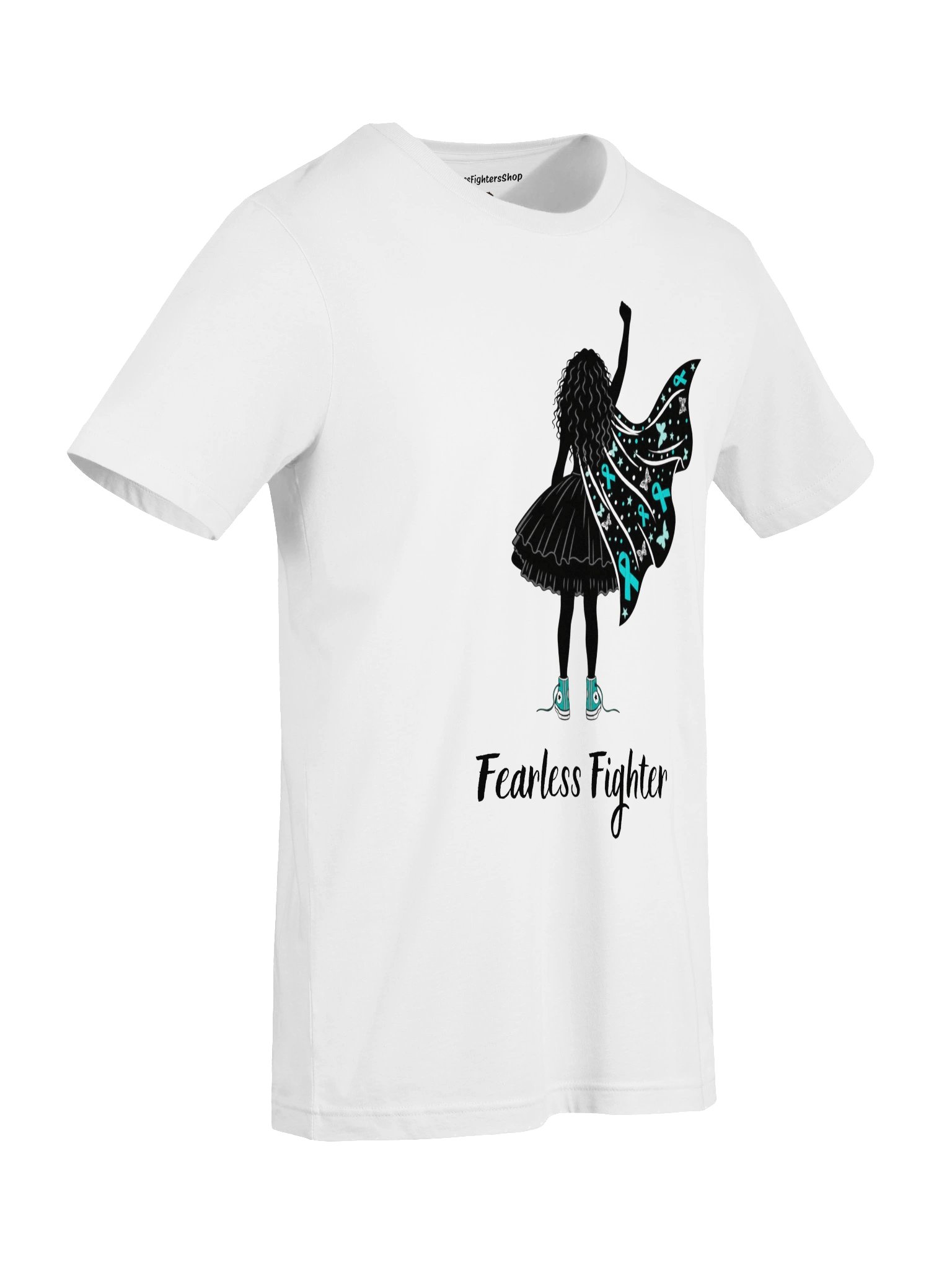 Ovarian Cancer - Fearless Fighter HERO Unisex T-Shirt [white] product image (3)