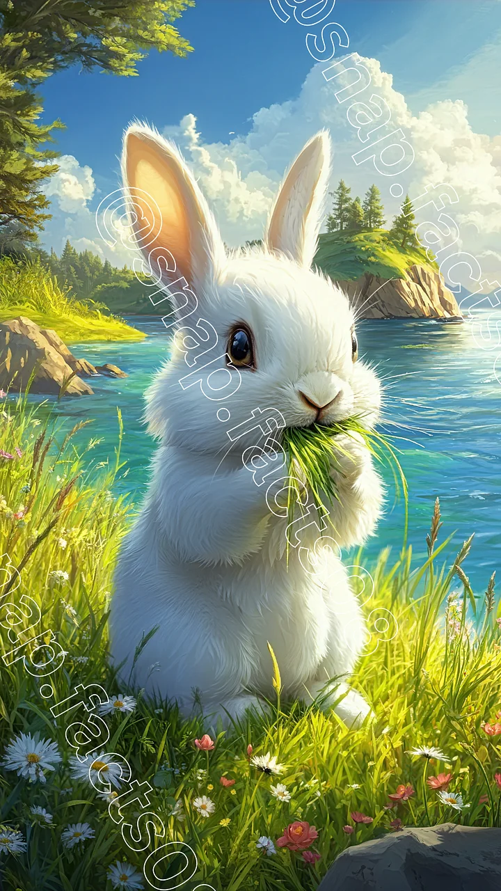 Happy meadow bunny at the glittering lake product image (1)