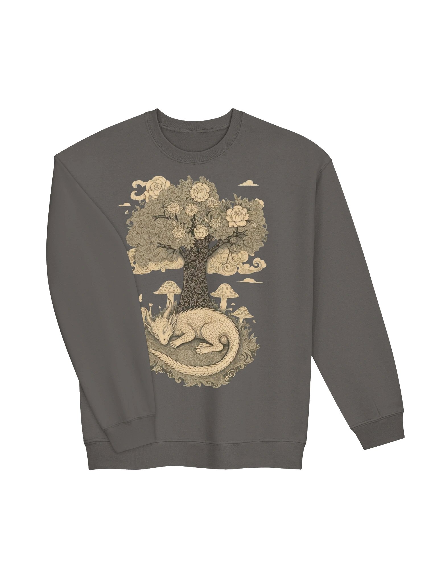 Dreaming Dragon Floral Tree Crewneck, Woodland Fantasy Sweatshirt product image (4)