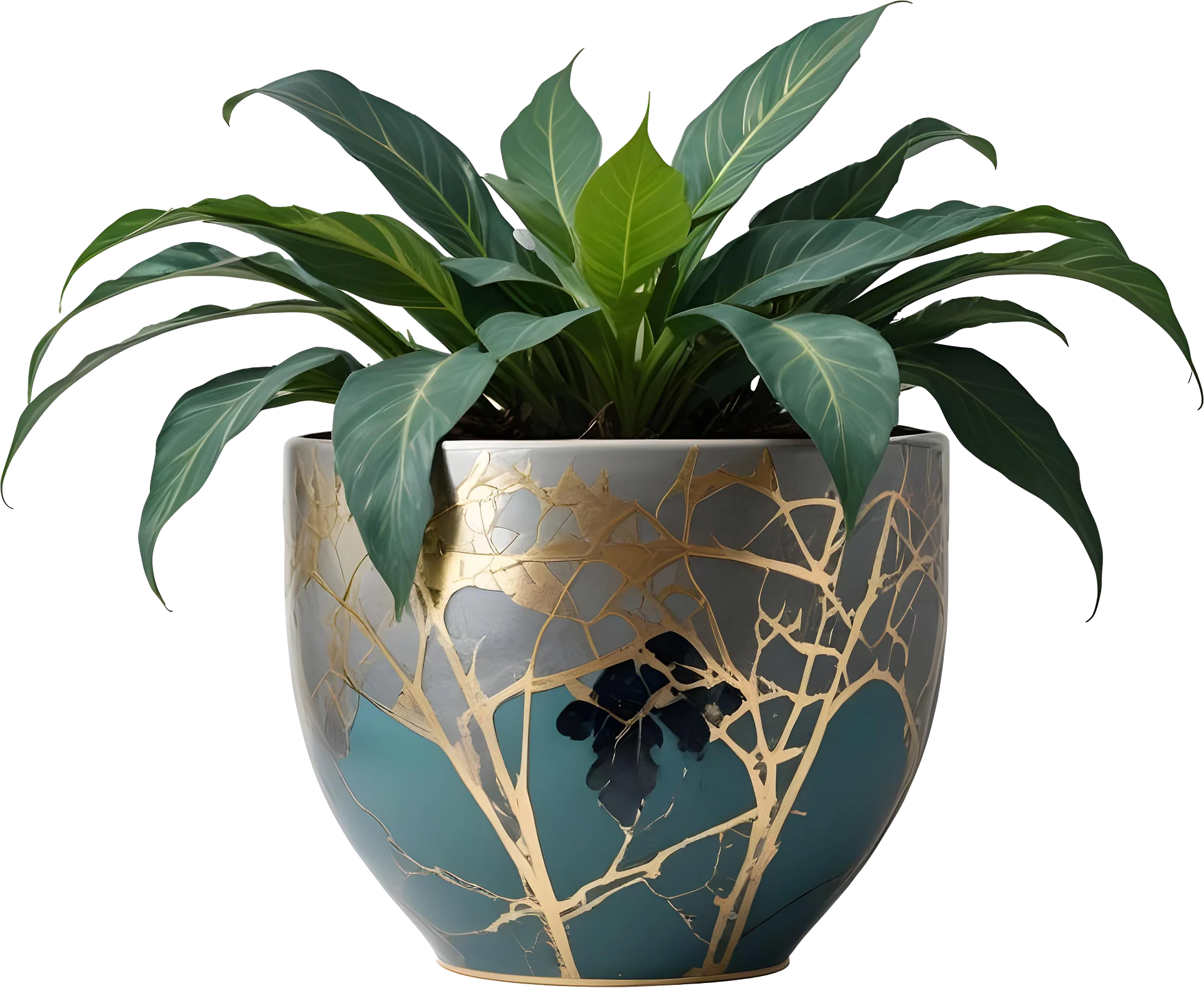 Kintsugi Renewal – Planter with Gold Detailing PNG product image (1)