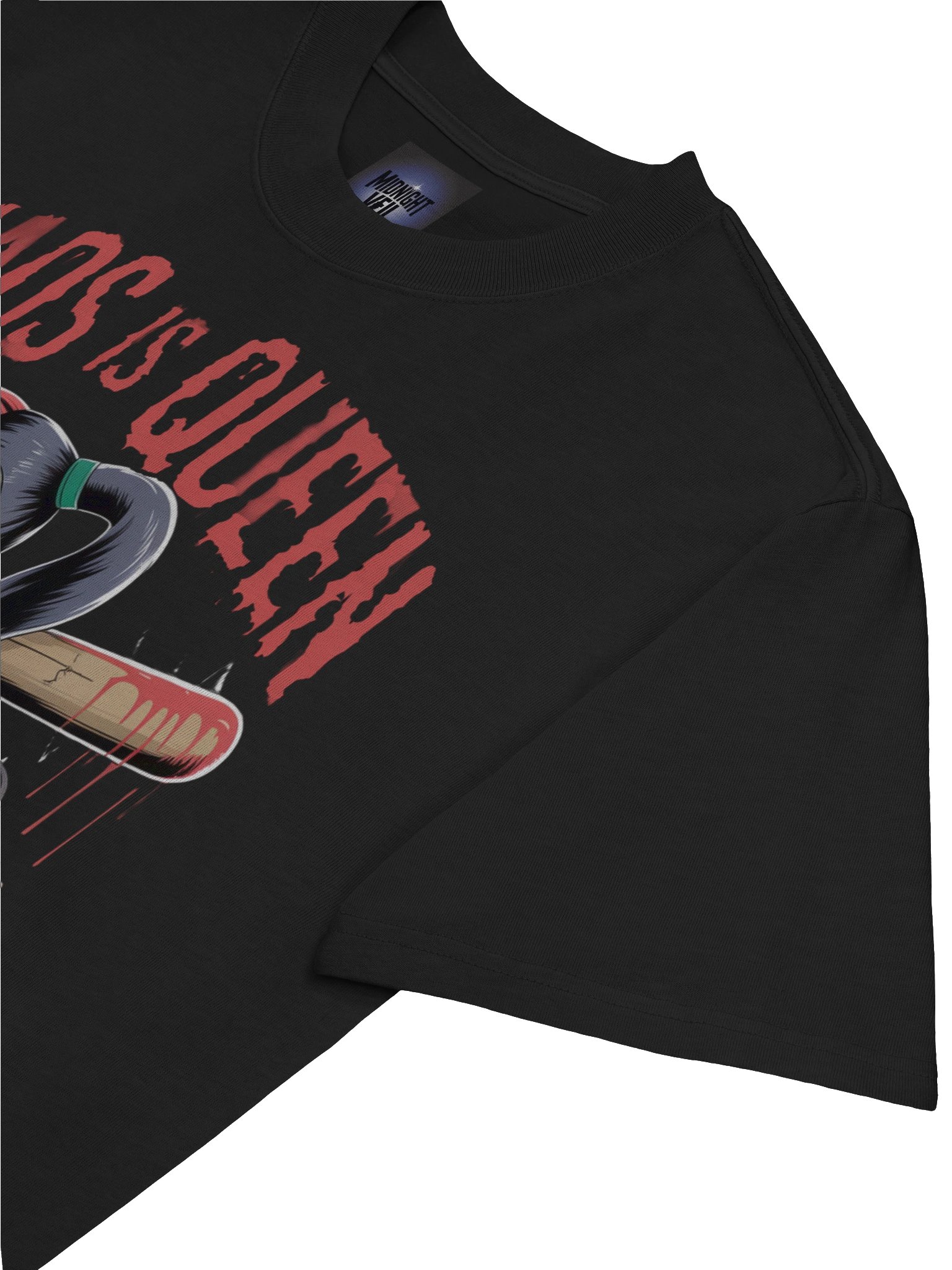 Harley Quinn 'Chaos is Queen' Rose-Thorn Bat Oversized Faded T-Shirt product image (7)