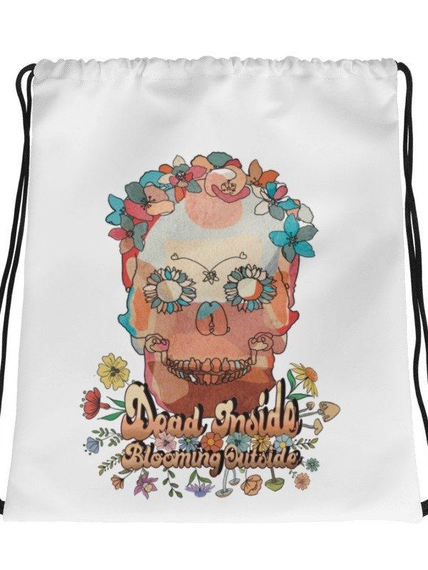 Dead Inside Blooming Outside Drawstring Bag product image (2)