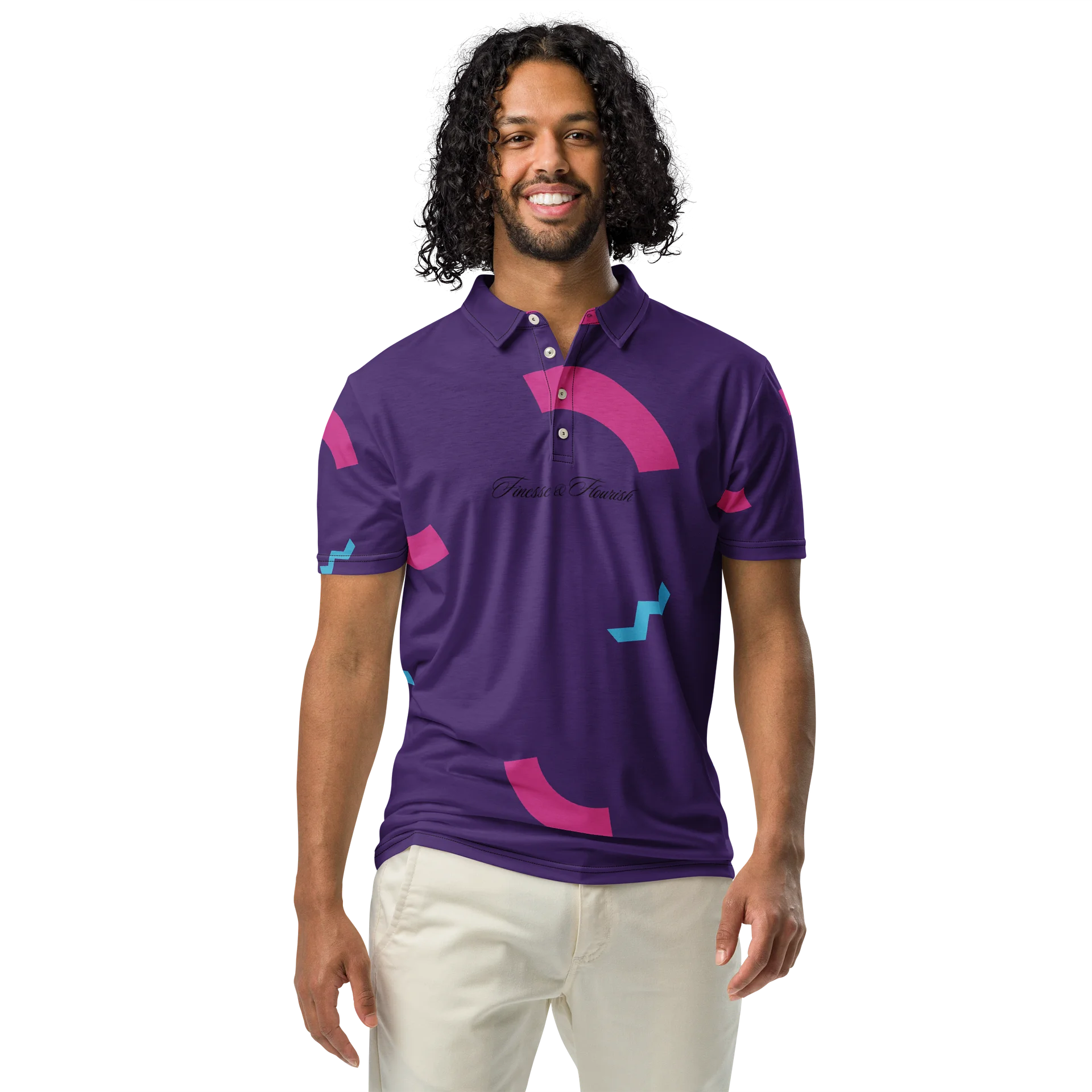 F&F Script 89 - 92 Slim Fit Polo Shirt (PUR) product image (3)