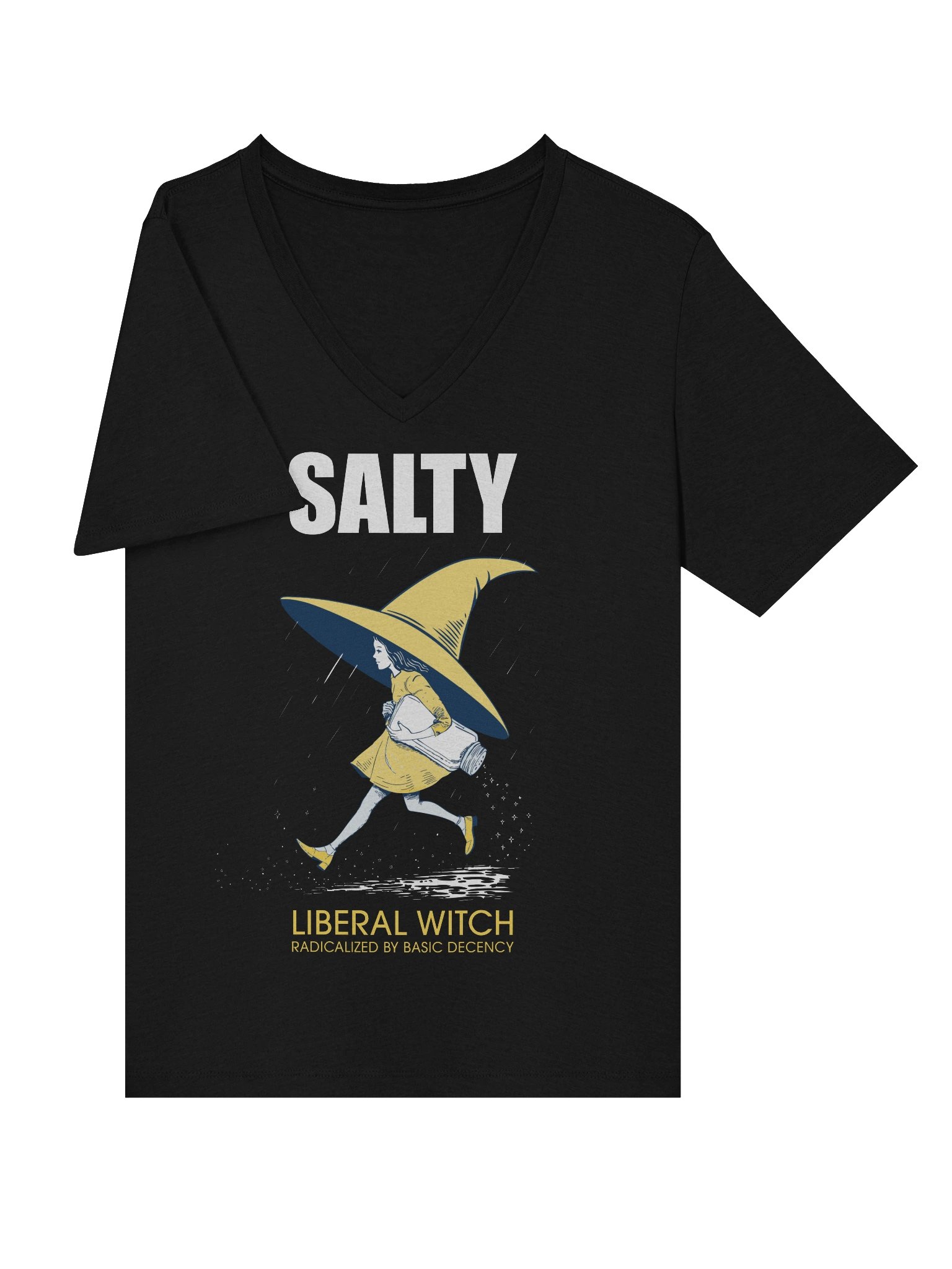Salty Liberal Witch V Neck T-Shirt, Radicalized By Basic Decency, Progressive V-Neck Shirt product image (17)
