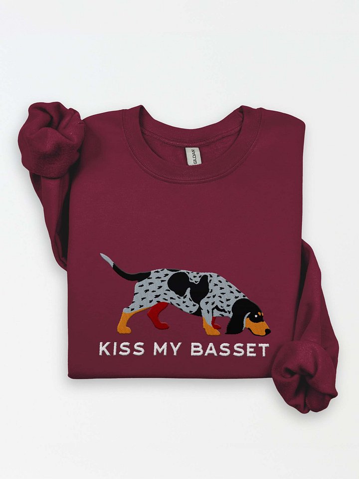 Kiss My Basset Sweatshirt (Embroidered) of a Basset Bleu de Gascogne(Bluetick) product image (1)