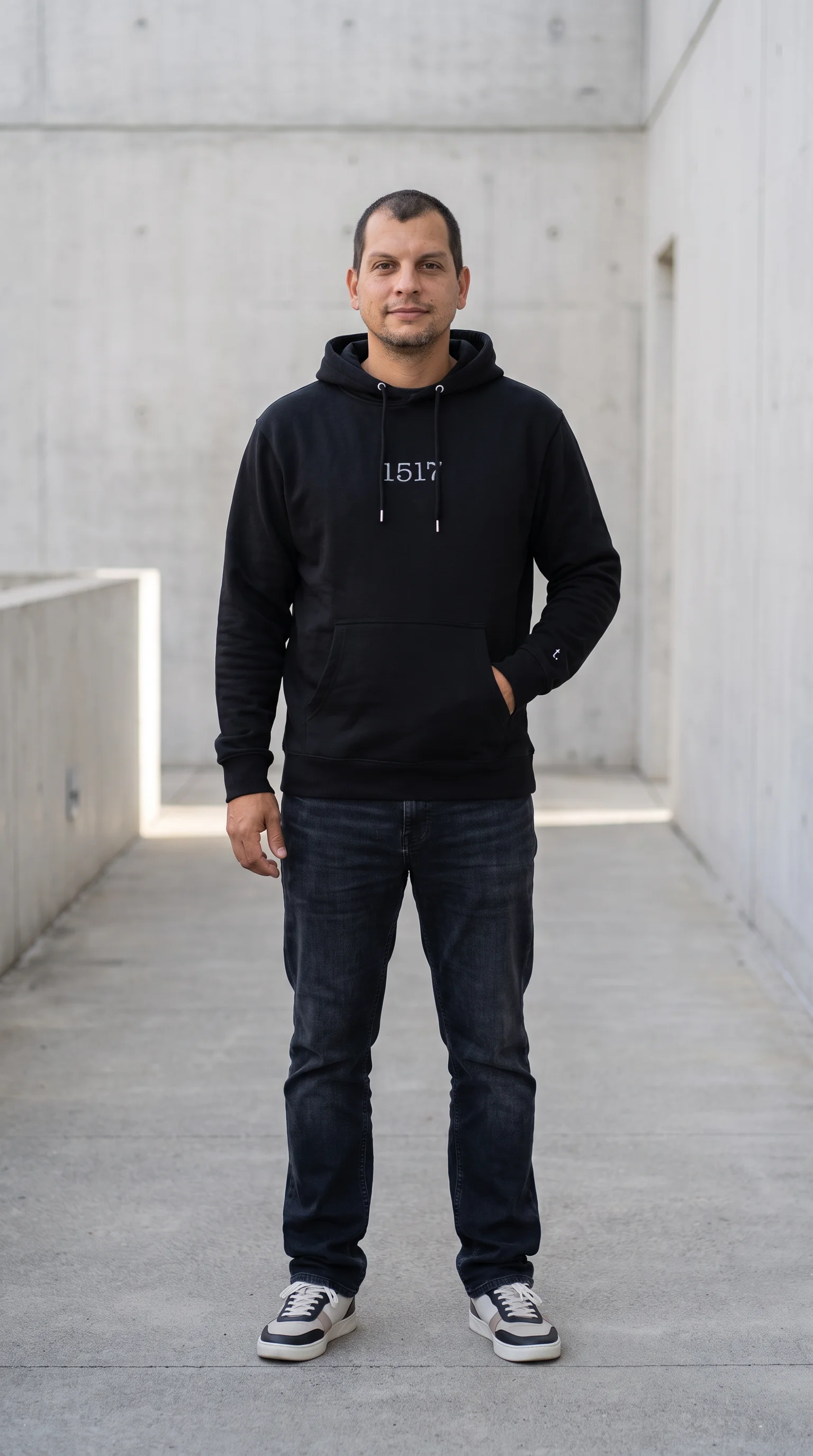 Embroidered Hoodie 1517 - Grey product image (2)