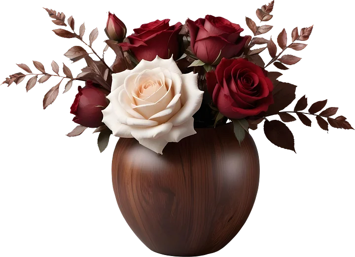 Autumn Romance – Mahogany Rose Vase PNG product image (1)